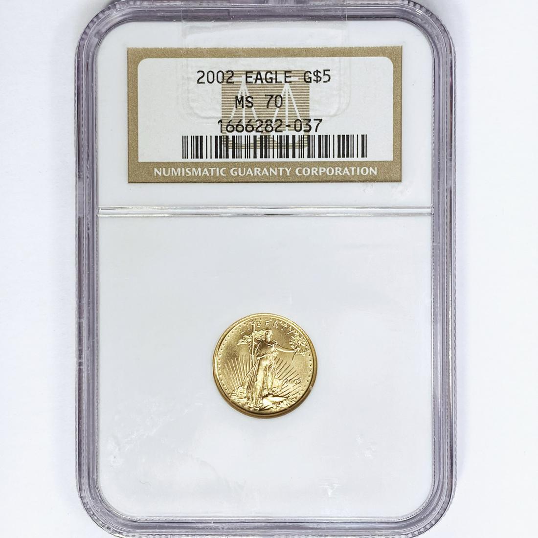 2002 $5 1/10 oz American Gold Eagle NGC MS70 (1 of 2)
