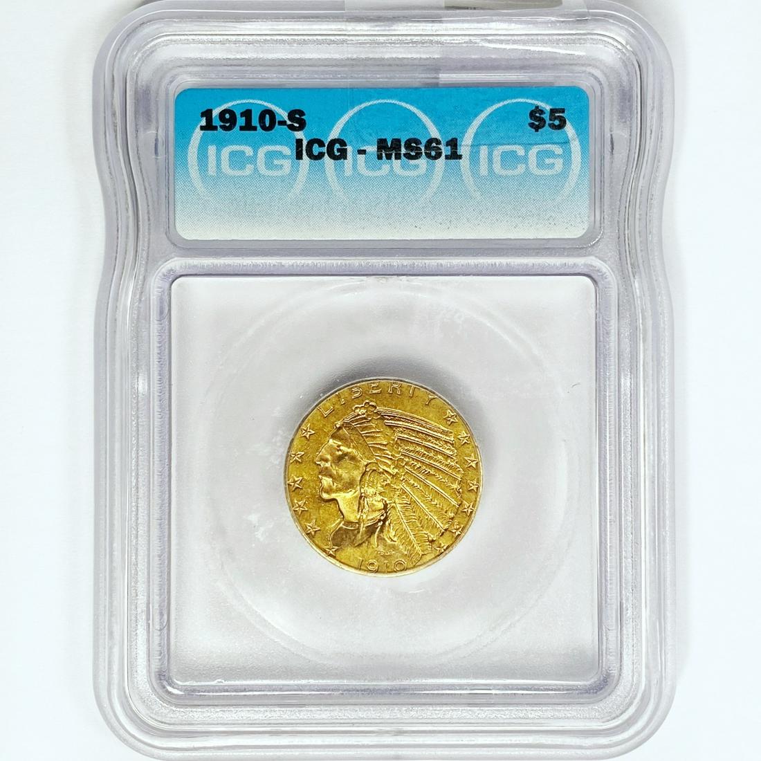 1910-S $5 Gold Half Eagle ICG MS61 (1 of 2)