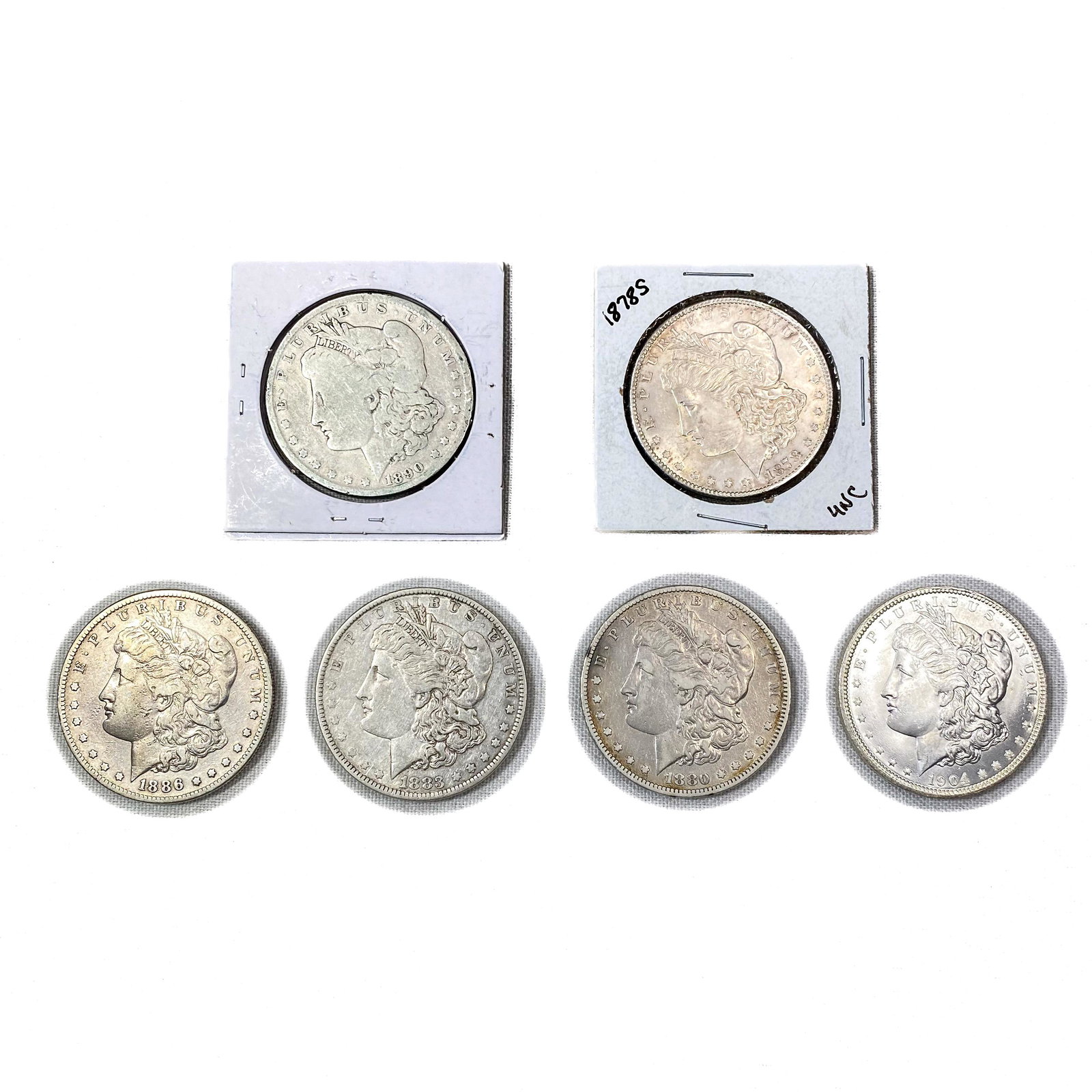 1878-1904 Morgan Silver Dollars (6 Coins) (1 of 2)