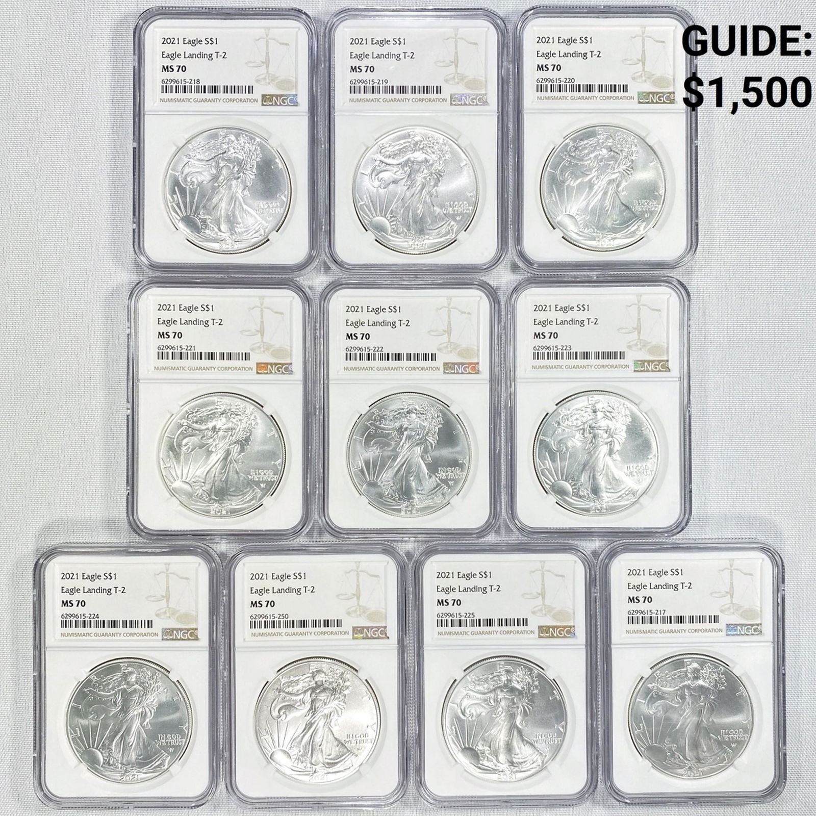 (10) 2021 TY2 American Silver Eagles NGC - MS70 (1 of 2)
