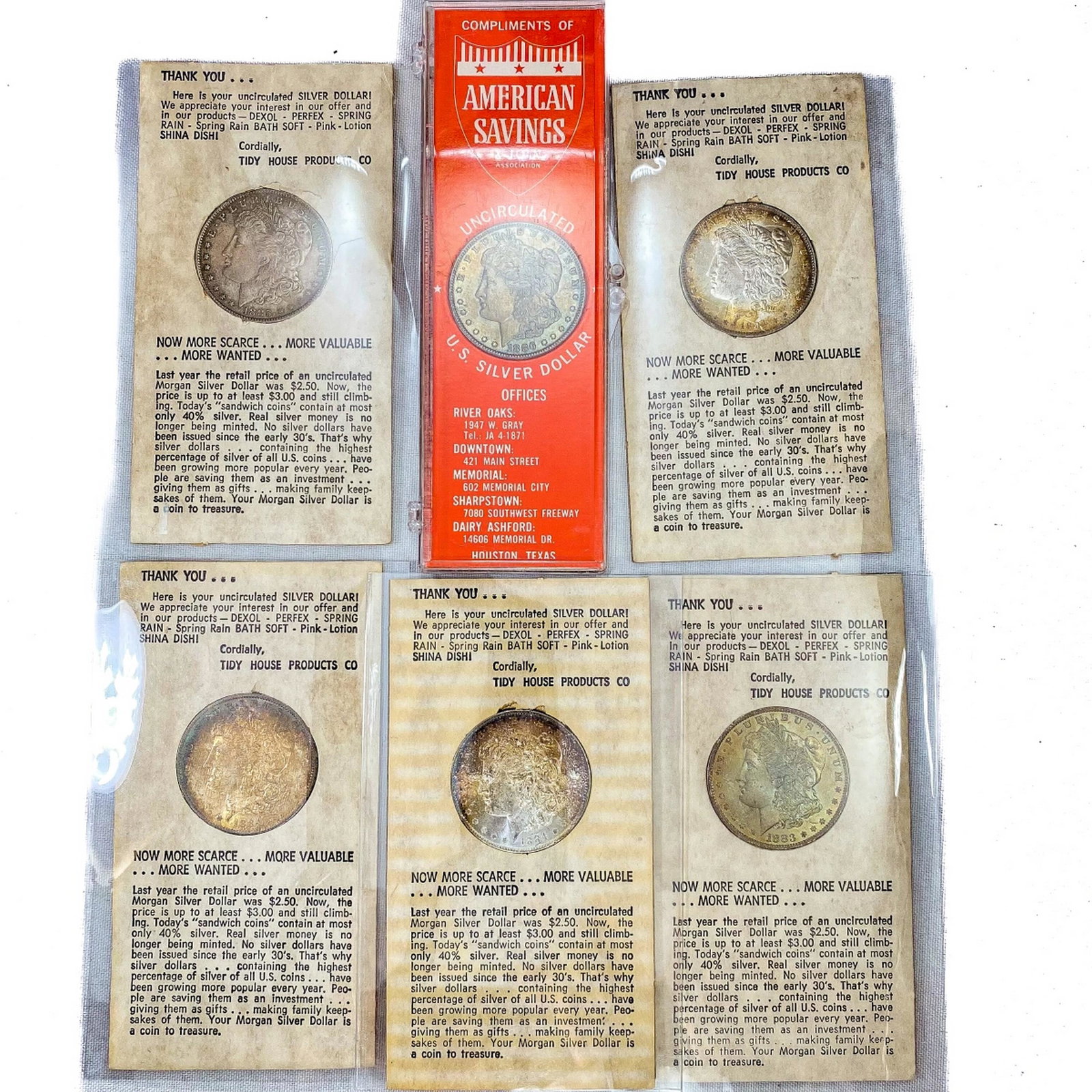 Morgan Silver Dollars (6 Coins)(1883-O- (3) 1884- (1 of 2)