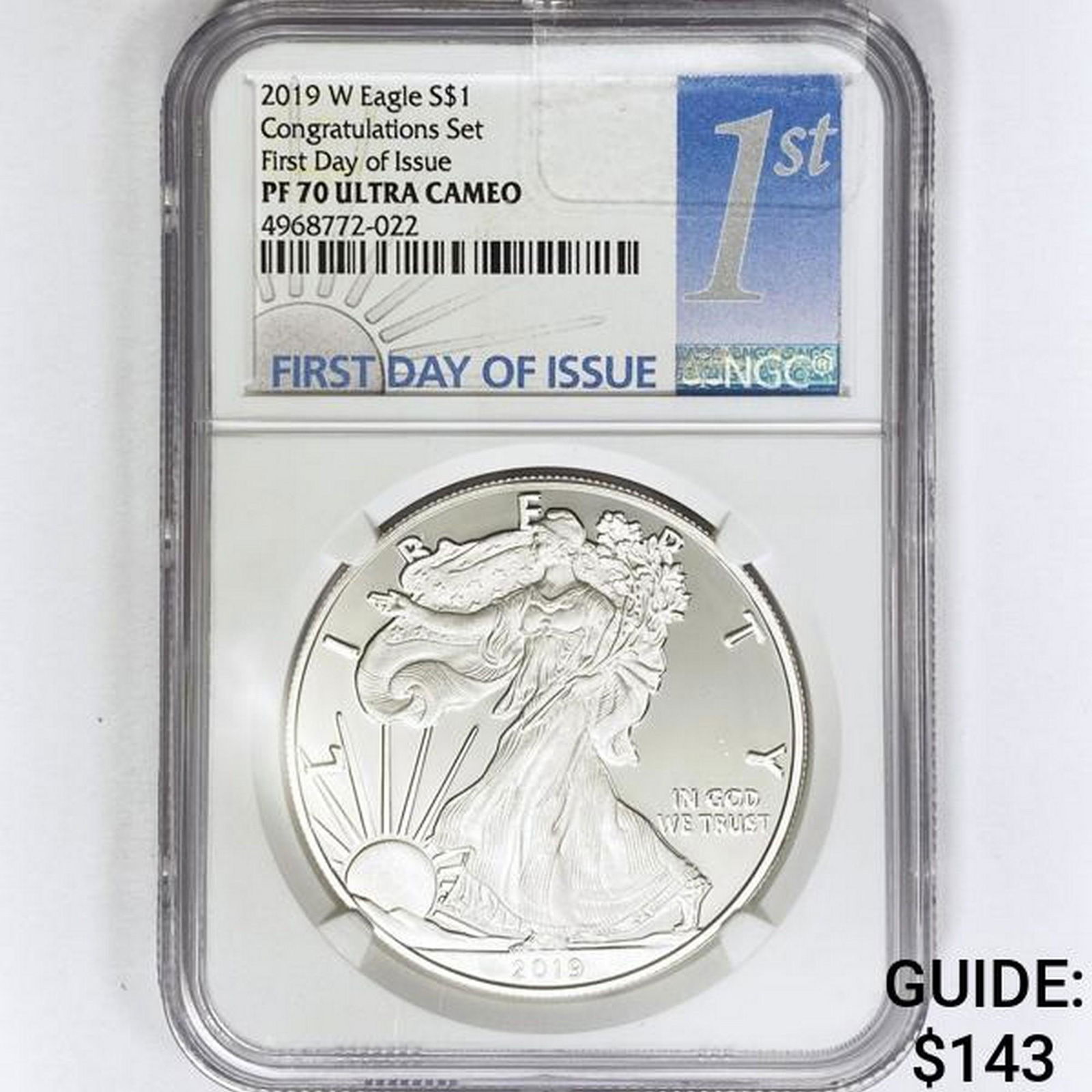 2019-W American Silver Eagle NGC PF70 UC, 1st Day (1 of 2)