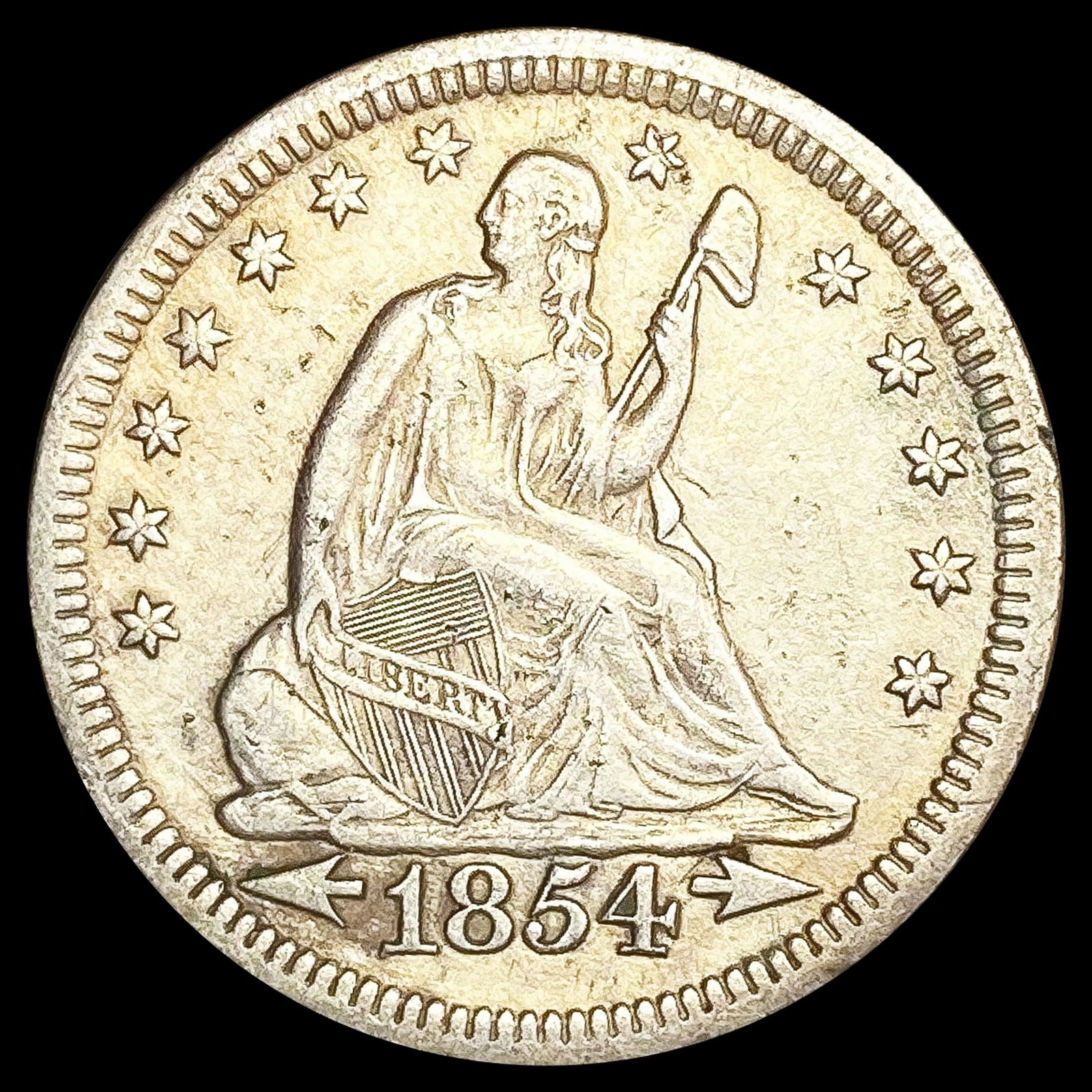 1854 Seated Liberty Quarter NEARLY UNCIRCULATED (1 of 2)