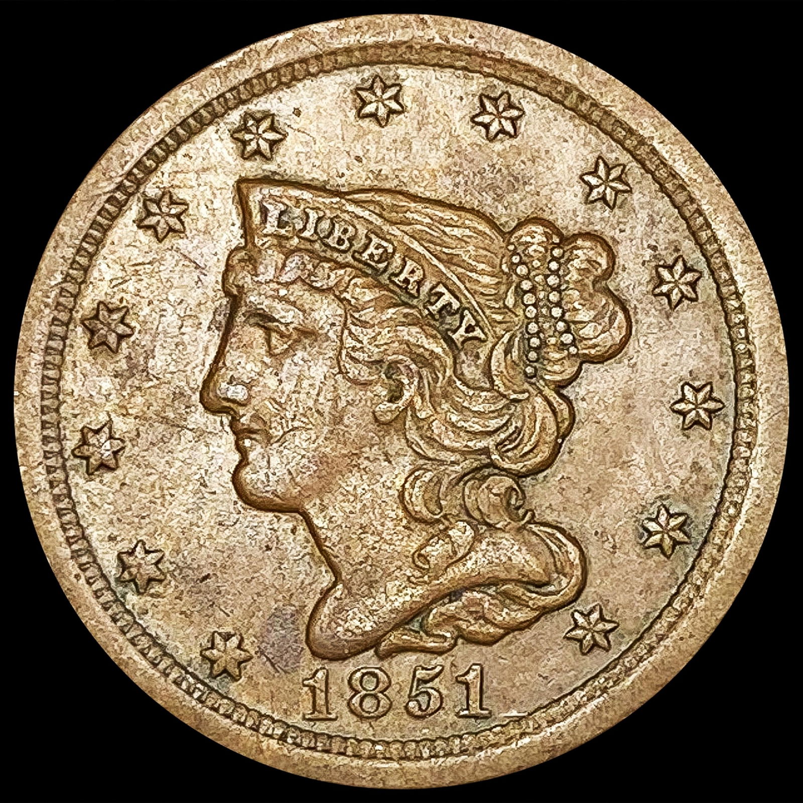 1851 Braided Hair Half Cent CLOSELY UNCIRCULATED (1 of 2)