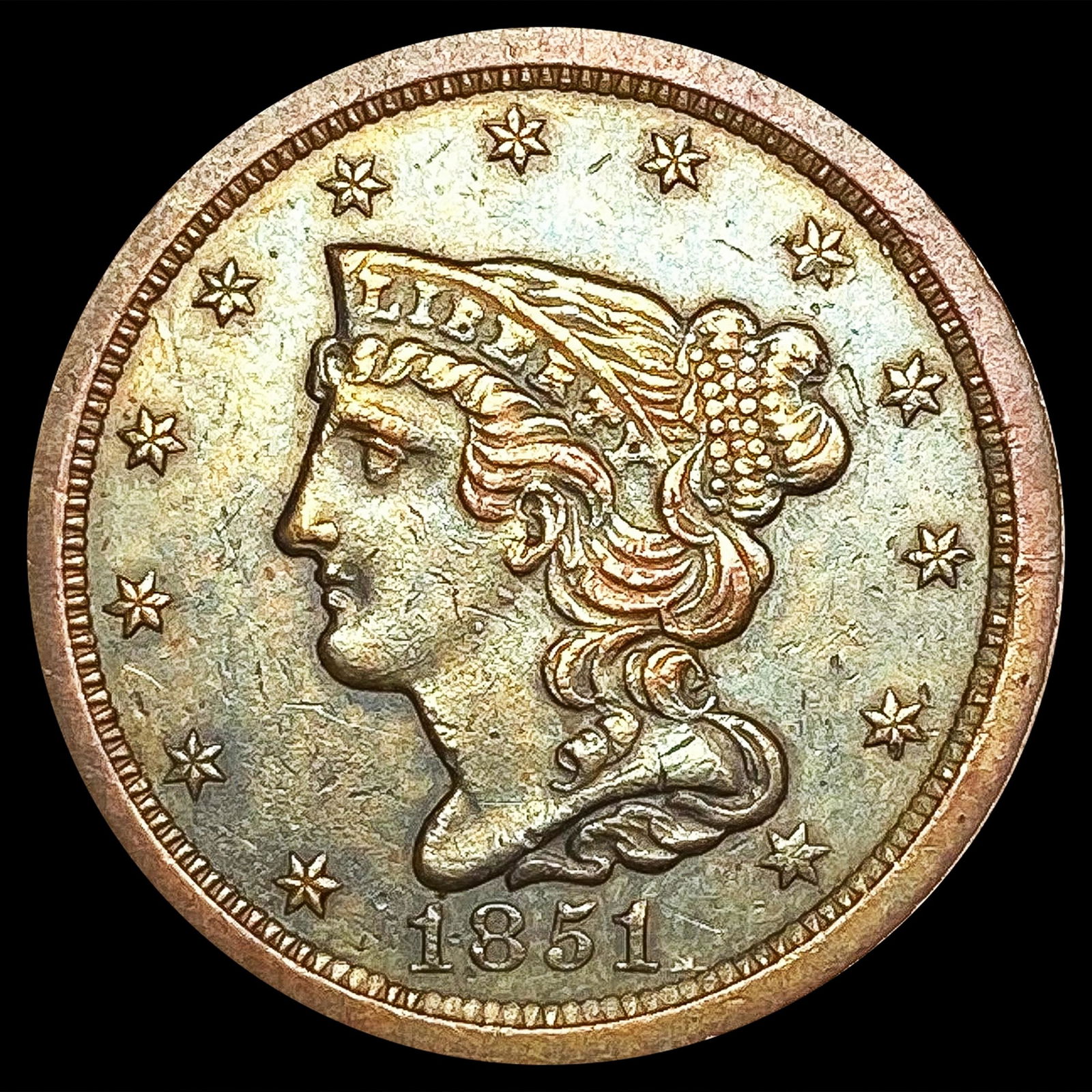 1851 Braided Hair Half Cent CLOSELY UNCIRCULATED (1 of 2)