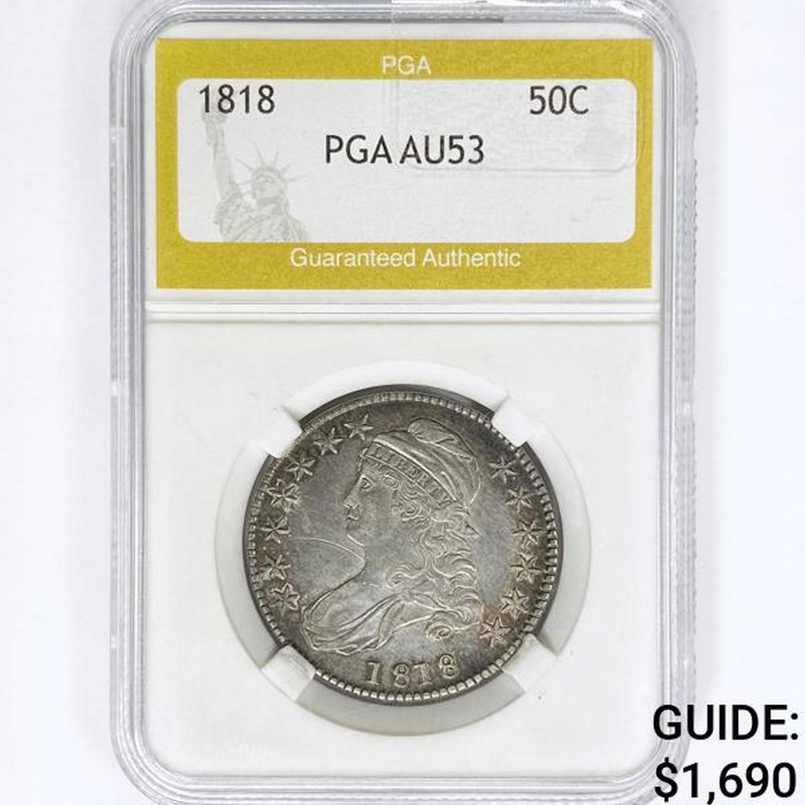 1818 Capped Bust Half Dollar PGA AU53 (1 of 2)