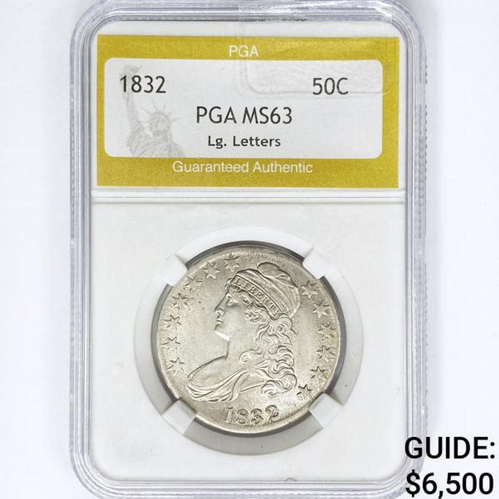1832 Capped Bust Half Dollar PGA MS63 Lg Letters (1 of 2)
