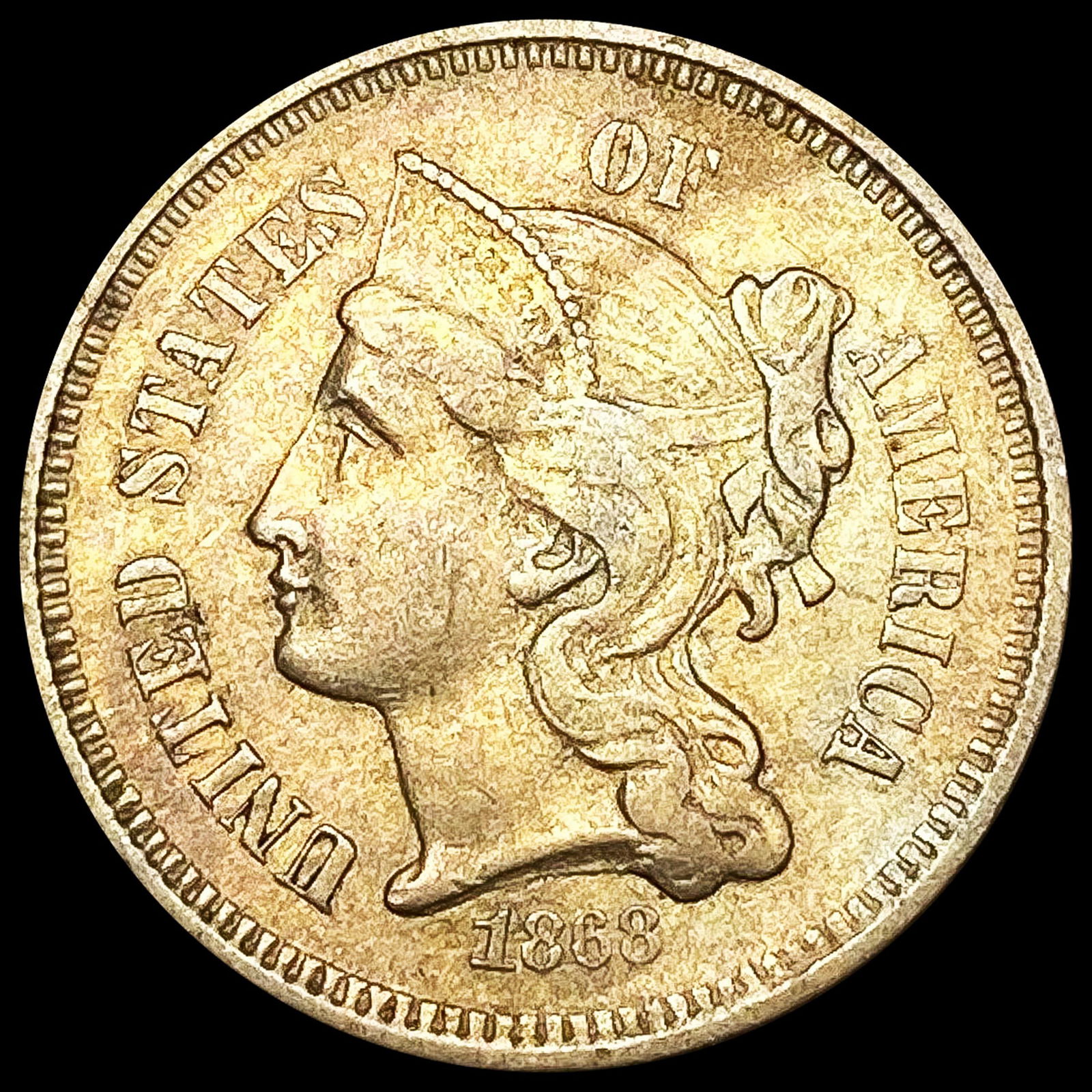 1868 Nickel Three Cent CLOSELY UNCIRCULATED (1 of 2)