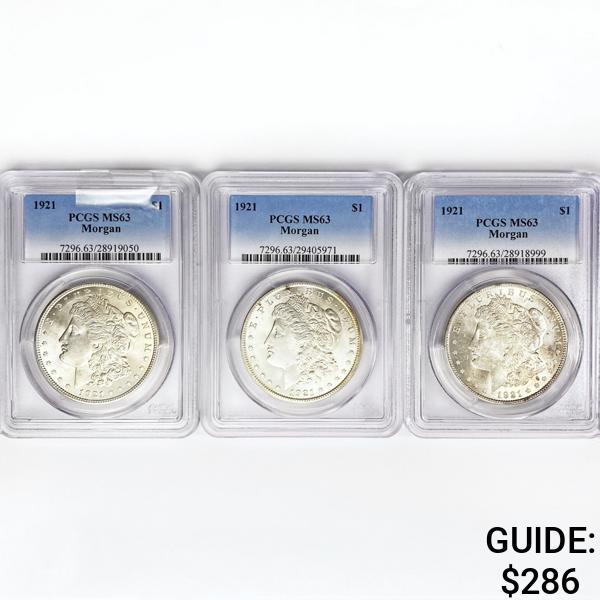 1921 Set (3) Morgan Silver Dollar PCGS MS63 (1 of 2)