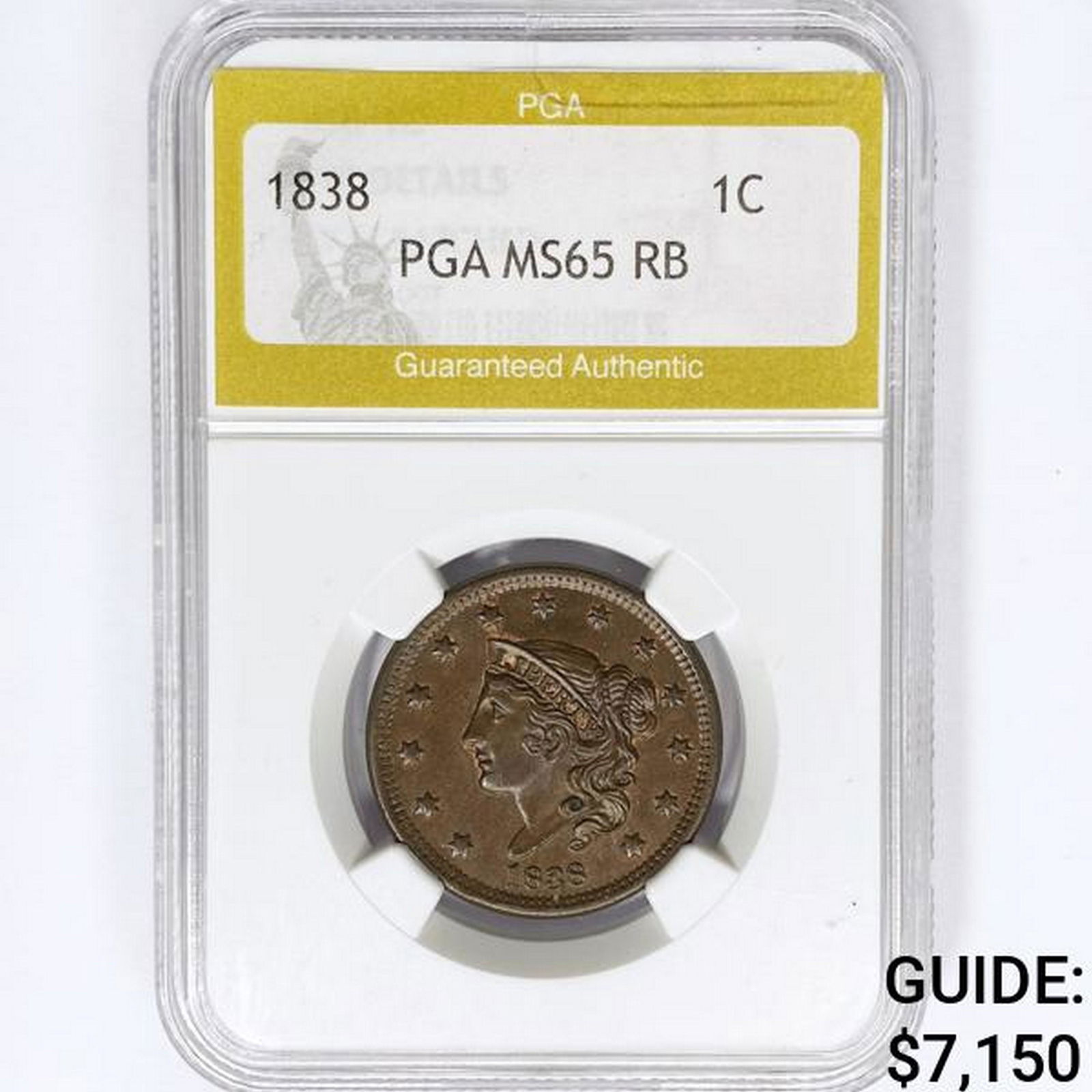1838 Large Cent PGA MS65 RB (1 of 2)