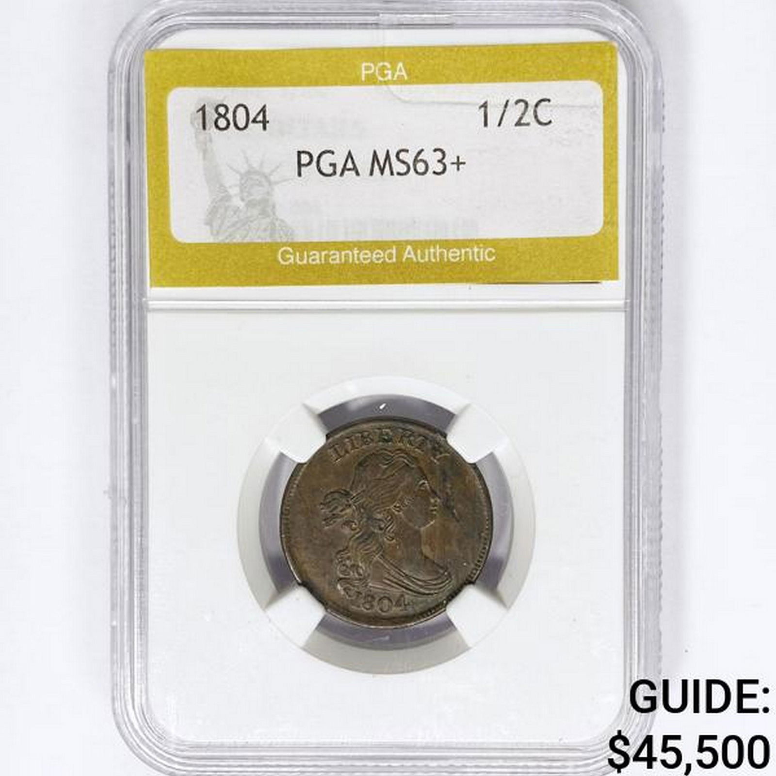 1804 Draped Bust Half Cent PGA MS63+ (1 of 2)