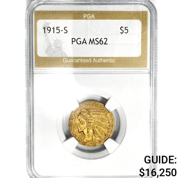 1915-S $5 Gold Half Eagle PGA MS62 (1 of 2)