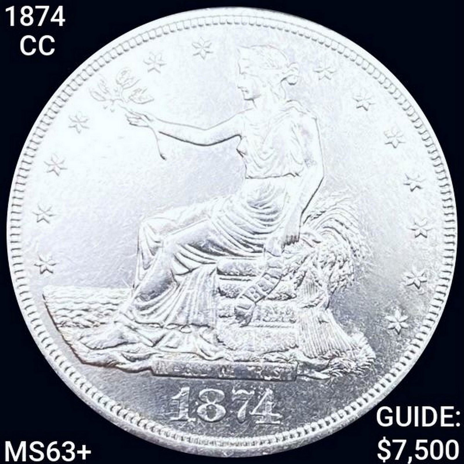 1874-CC Silver Trade Dollar CHOICE BU + (1 of 2)
