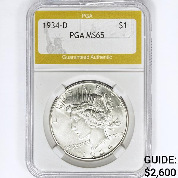 1934-D Silver Peace Dollar PGA MS65 (1 of 2)
