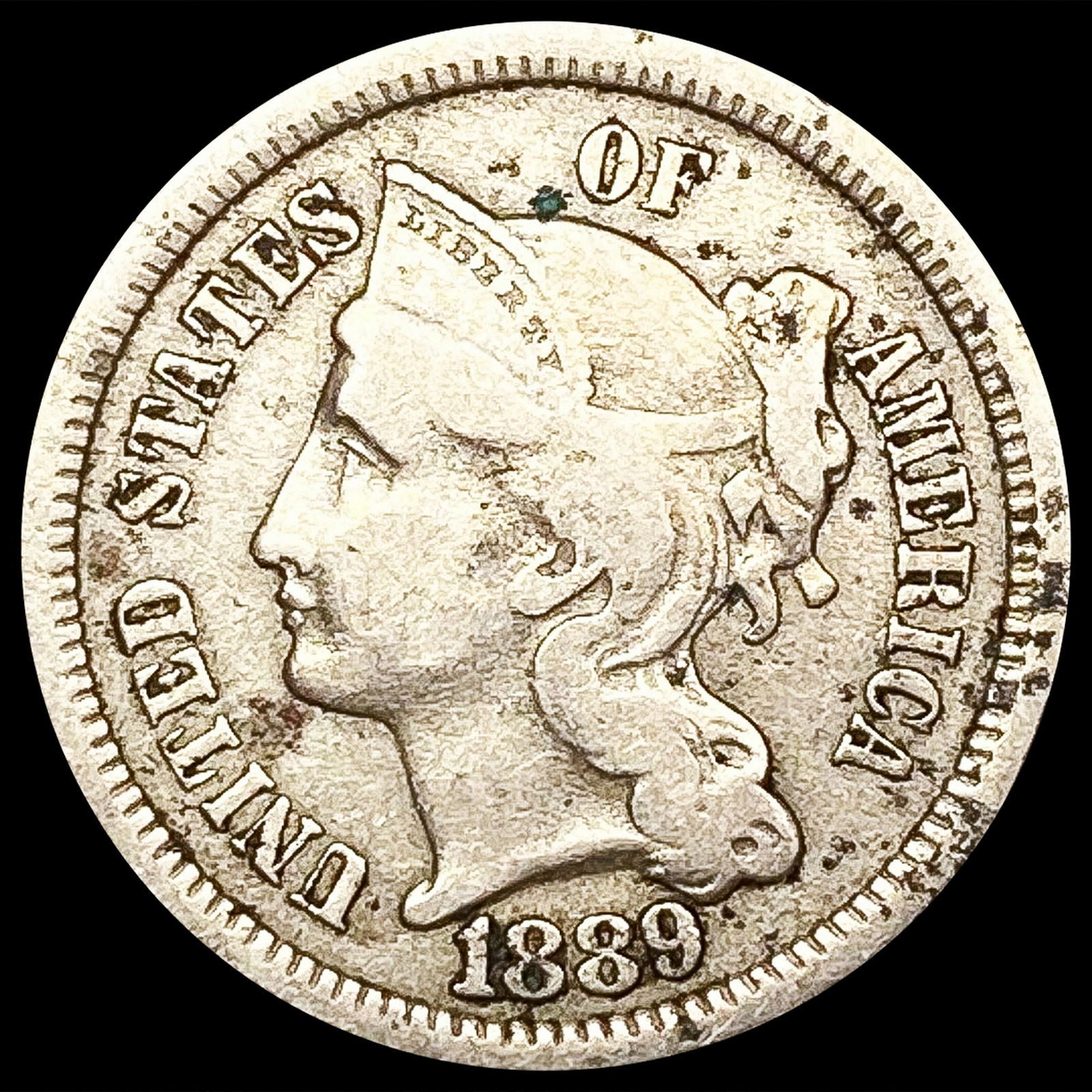 1889 Nickel Three Cent NEARLY UNCIRCULATED (1 of 2)