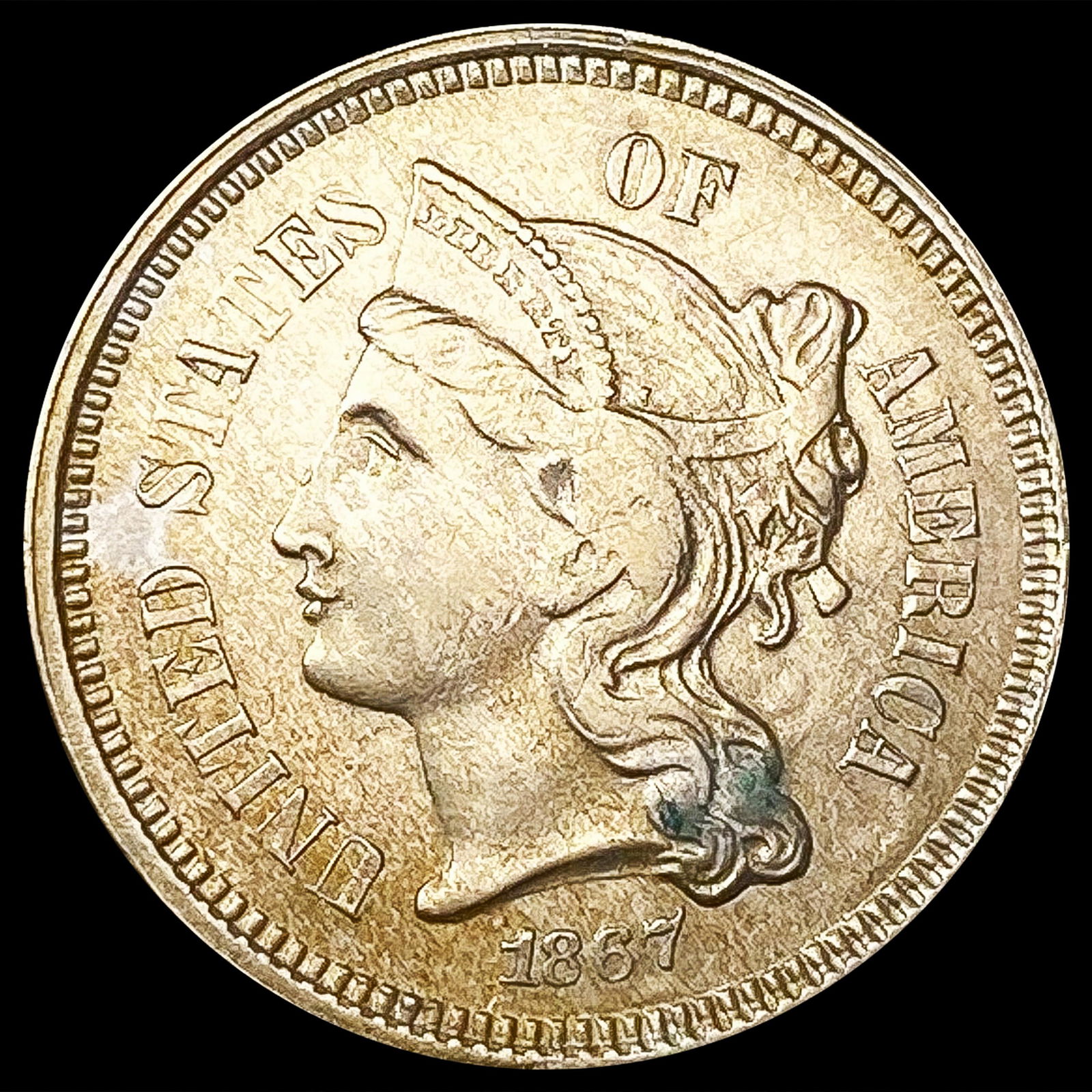 1867 Nickel Three Cent LIGHTLY CIRCULATED (1 of 2)