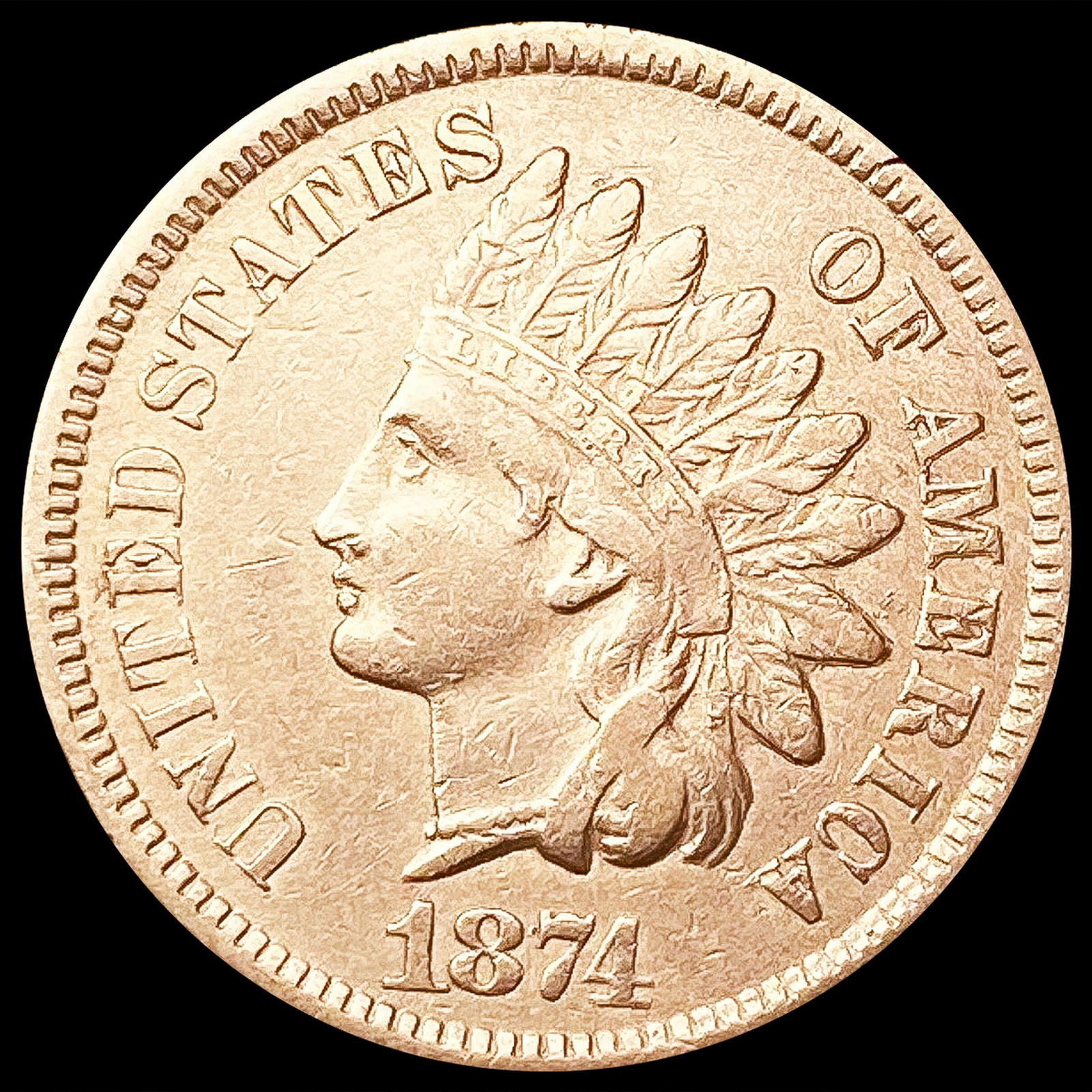 1874 Indian Head Cent NEARLY UNCIRCULATED (1 of 2)