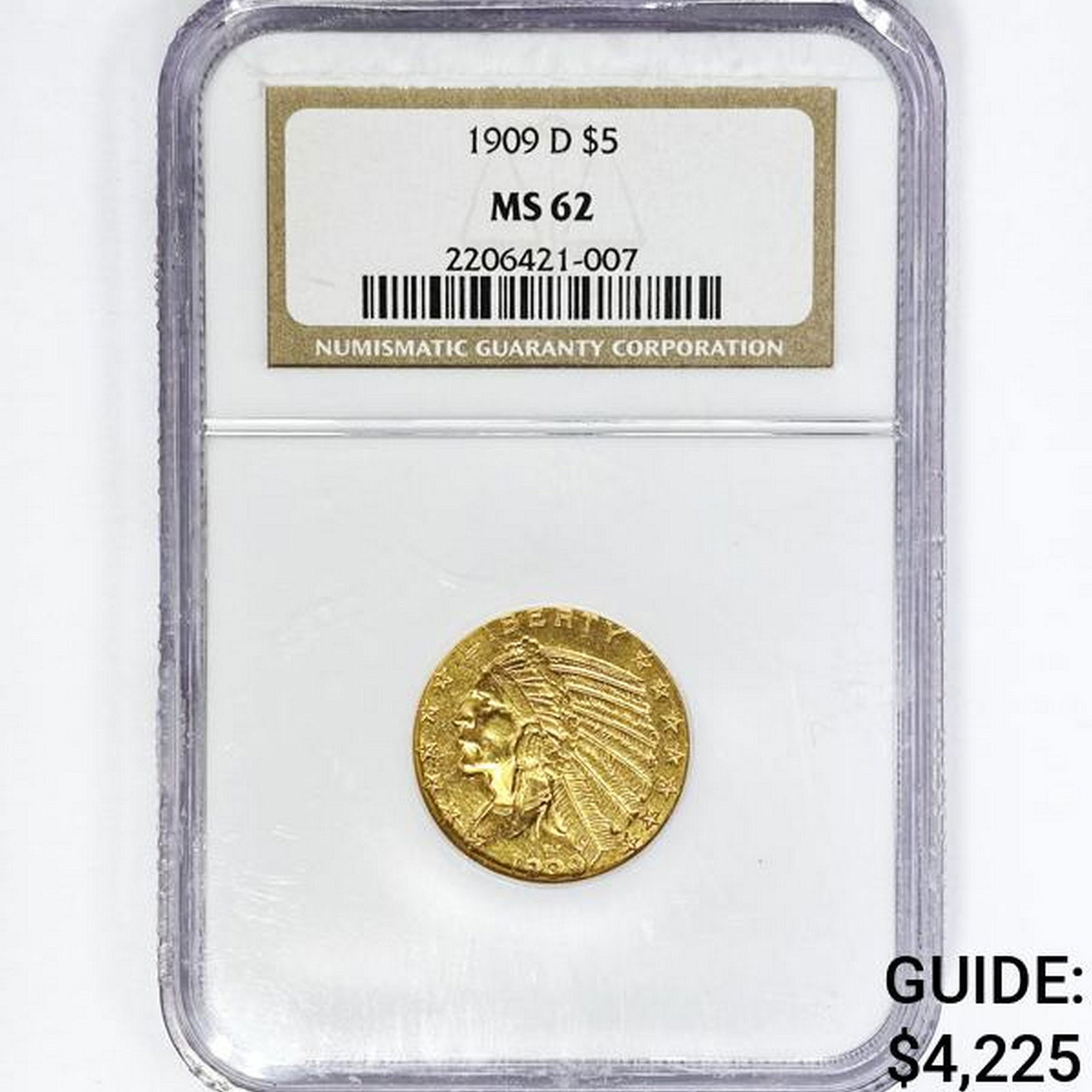 1909-D $5 Gold Half Eagle NGC MS62 (1 of 2)
