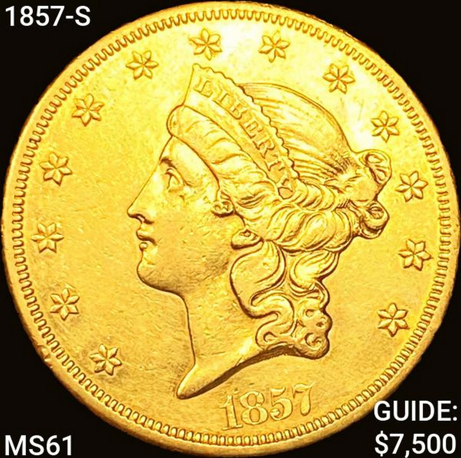 1857-S $20 Gold Double Eagle UNCIRCULATED (1 of 2)