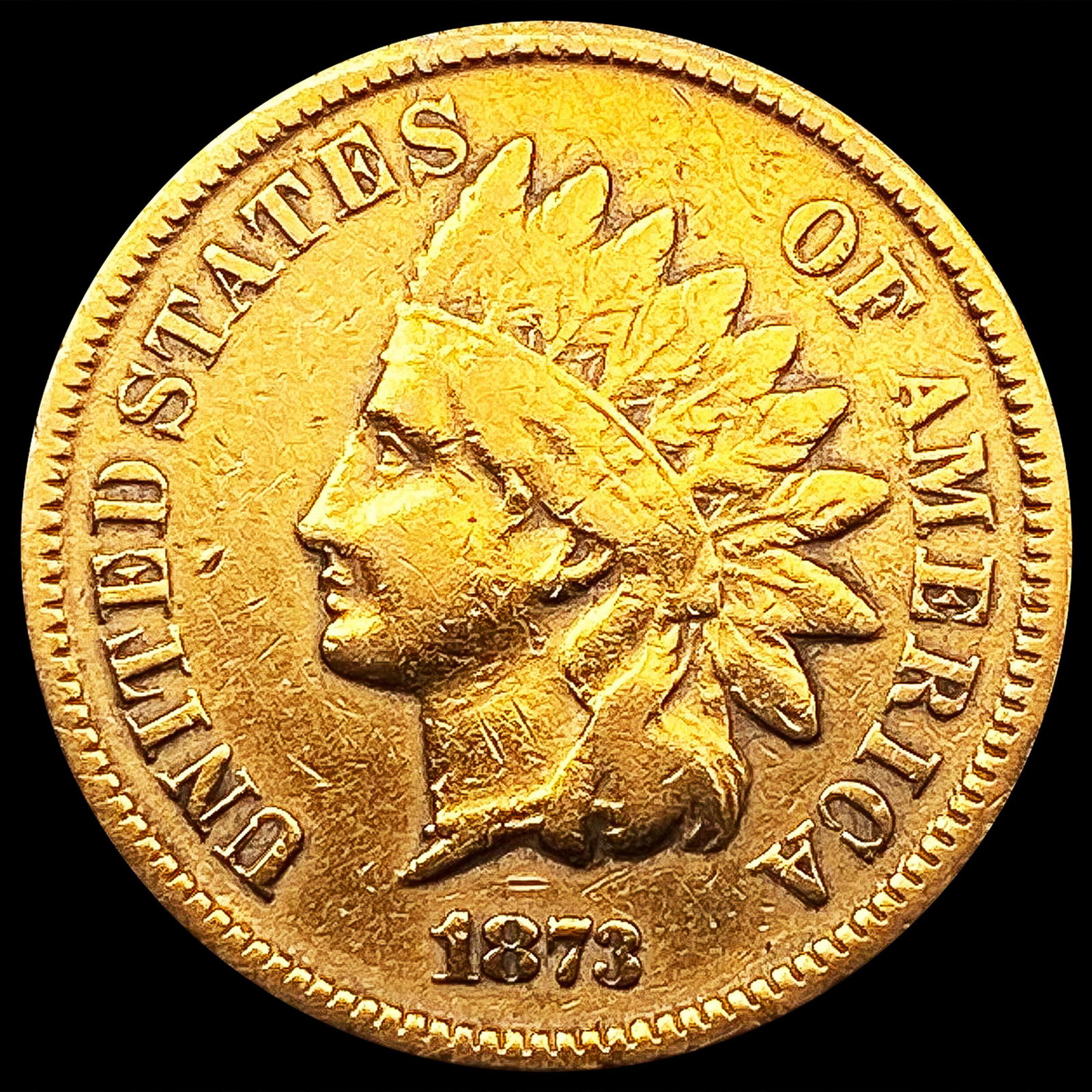 1873 Indian Head Cent CHOICE AU (1 of 2)