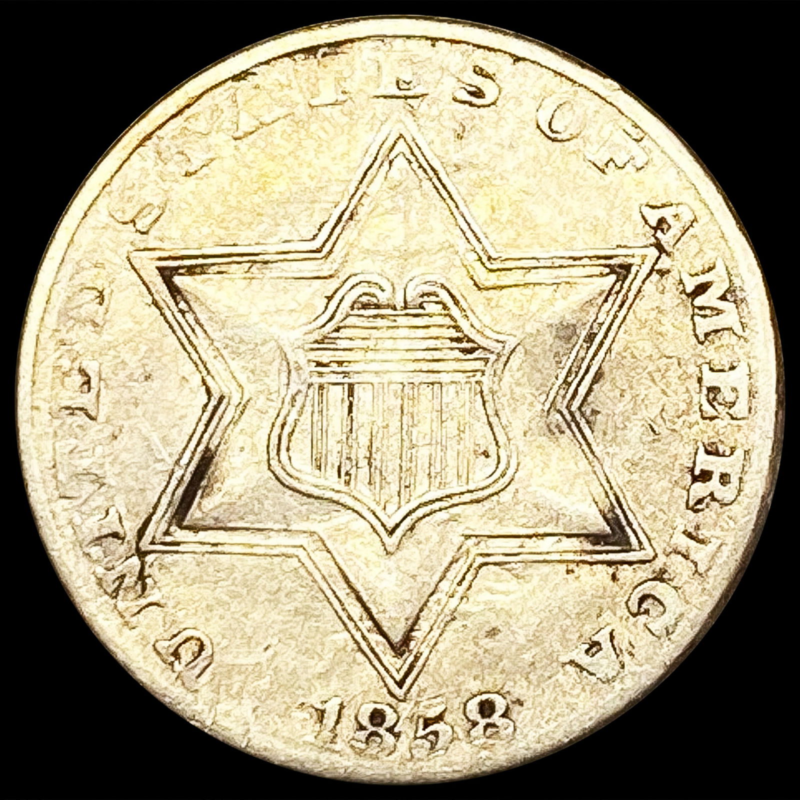 1858 Silver Three Cent CHOICE AU (1 of 2)