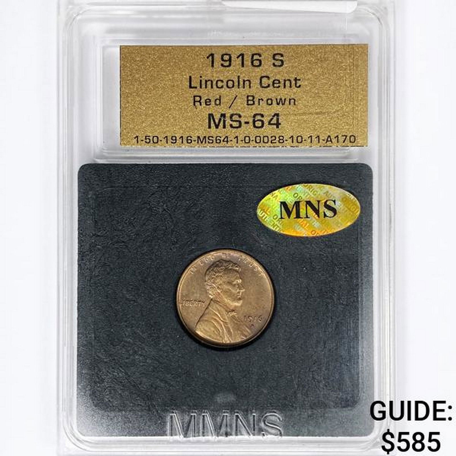 1916-S Wheat Cent MNS MS64 RB (1 of 2)