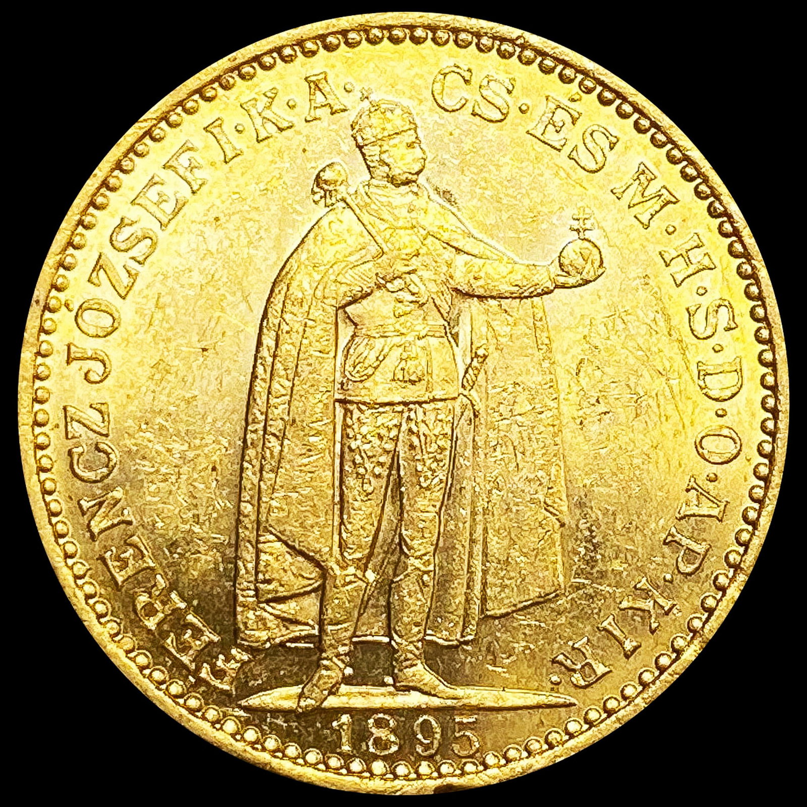 1895 Hungary .196oz Gold 20 Korona GEM BU: 1895 Hungary .196oz Gold 20 Korona GEM BU