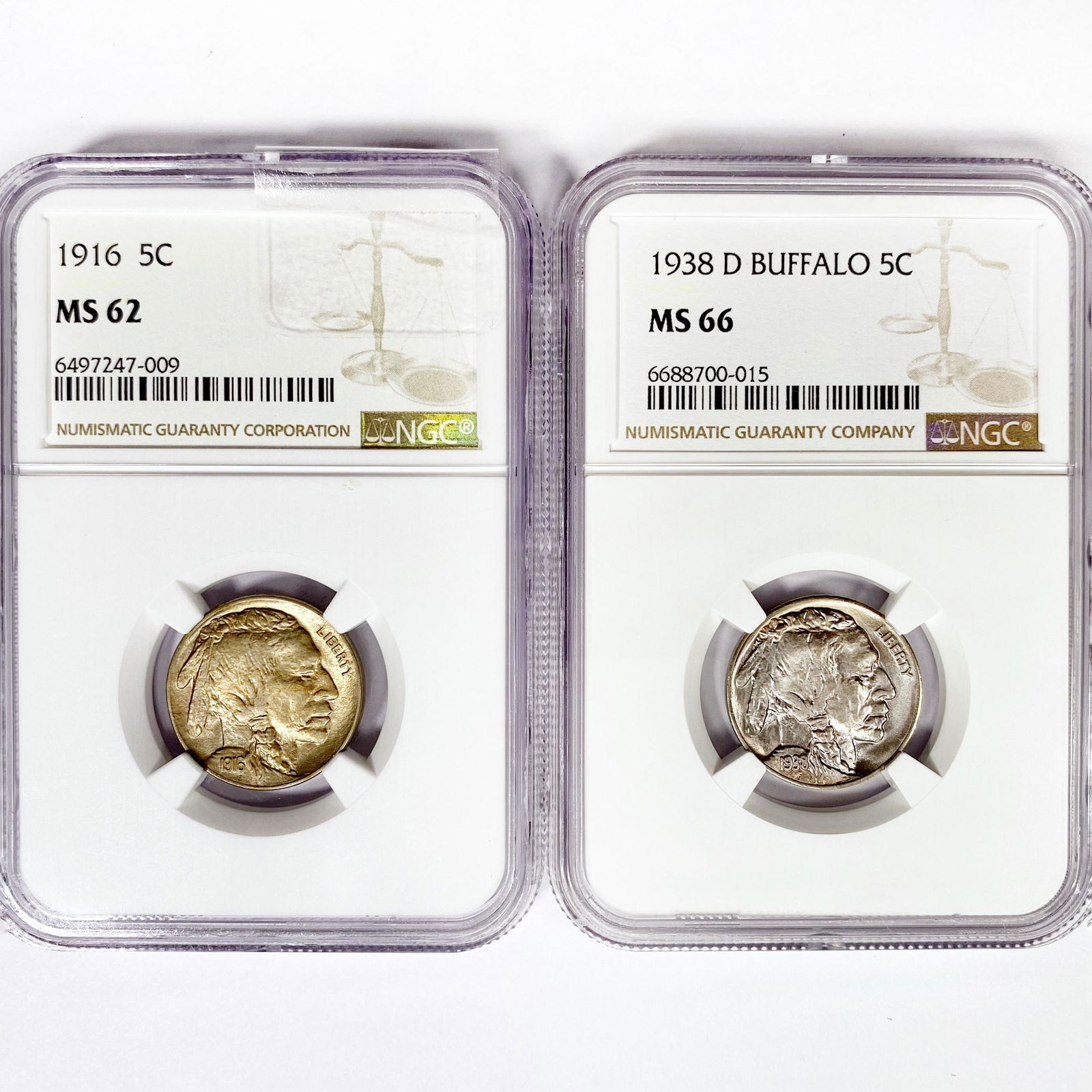 1916-1938 SET (2) Buffalo Nickel NGC MS (1 of 2)