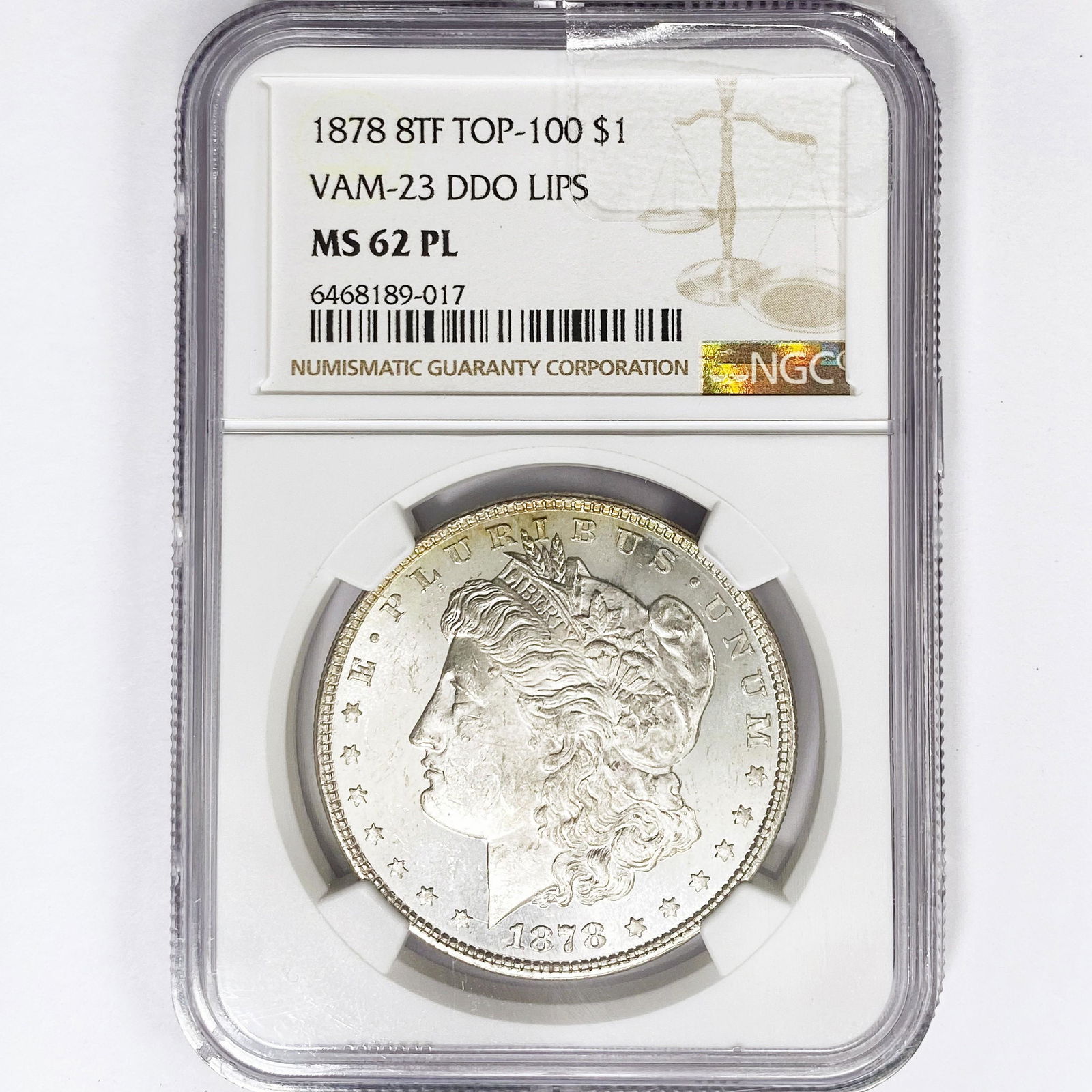 1878 8TF Morgan Silver Dollar NGC MS62 PL, VAM23 D (1 of 2)