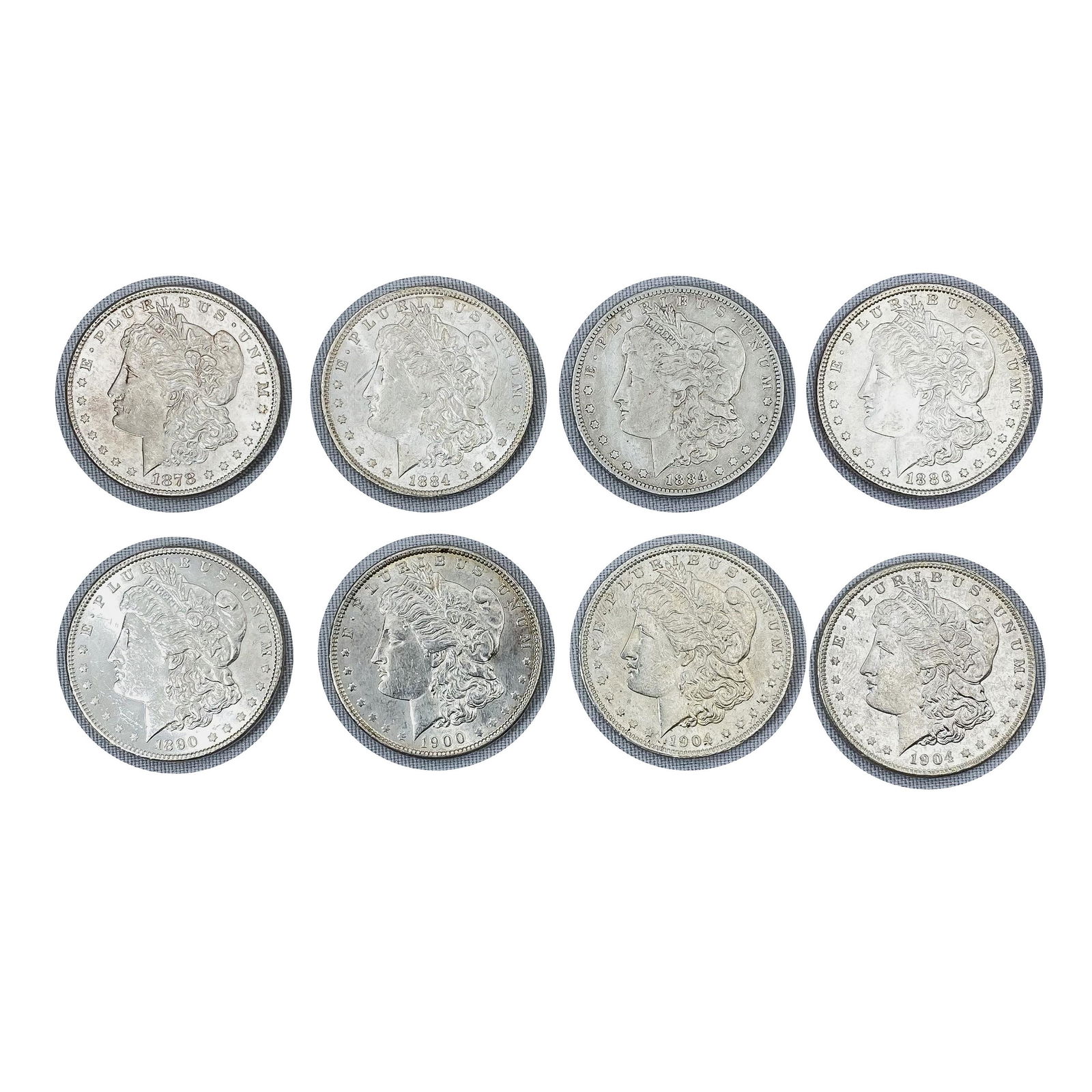 (8) Morgan Silver Dollars (1878-S, 1884-O, 1884- (1 of 2)