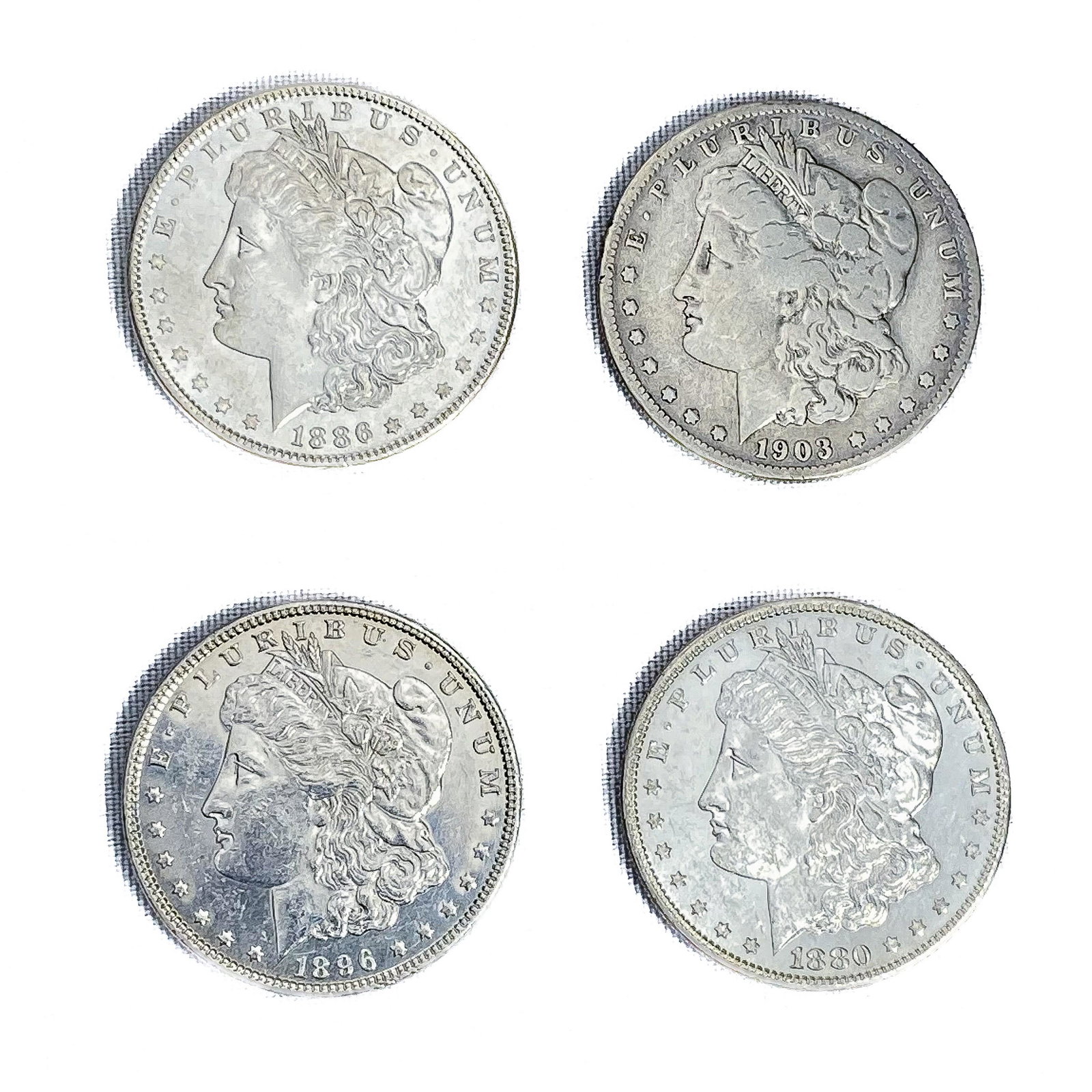 (4) Morgan Silver Dollars (1880-S, 1886, 1896, 1 (1 of 2)