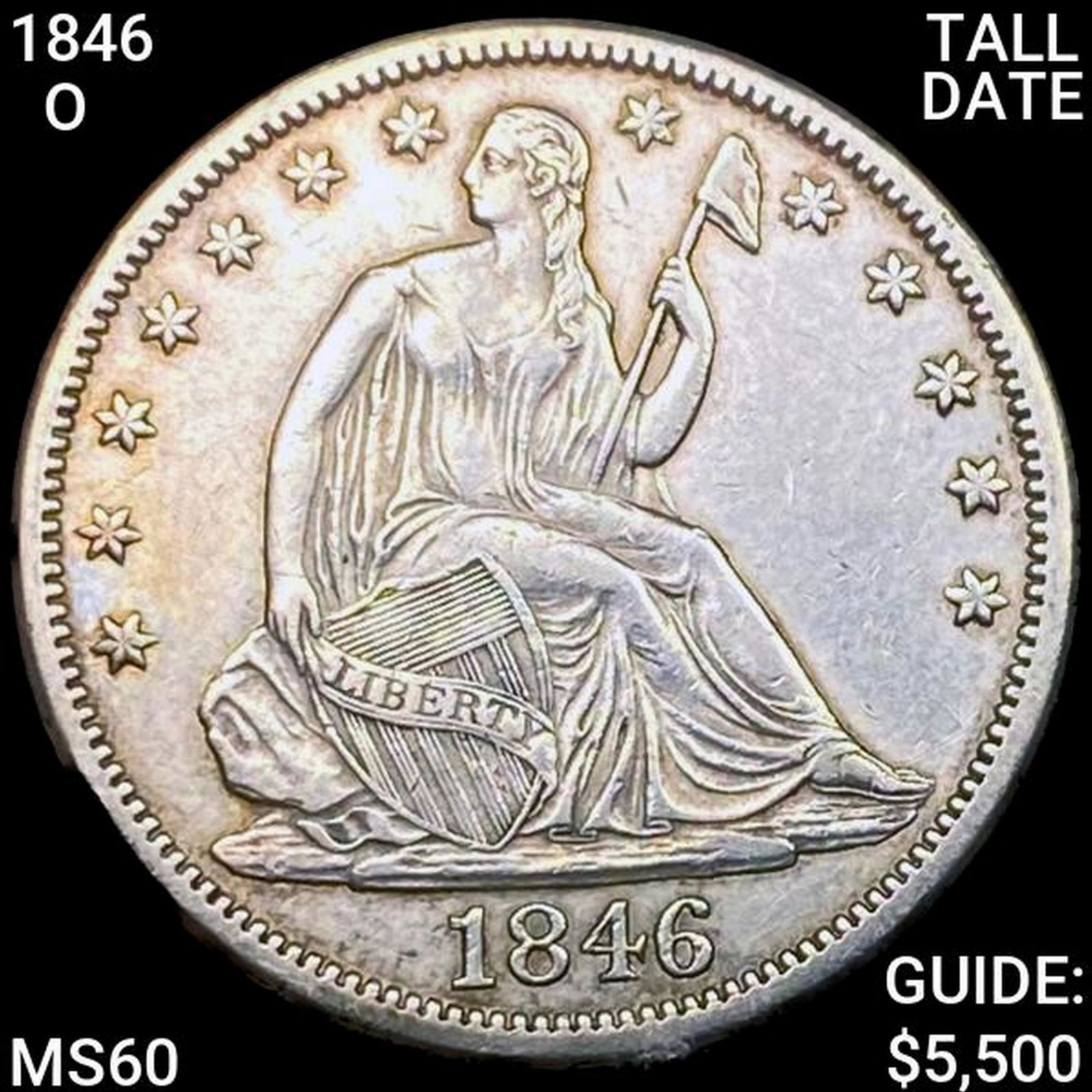 1846-O TL DT Seated Liberty Half Dollar UNCIRCULA (1 of 2)