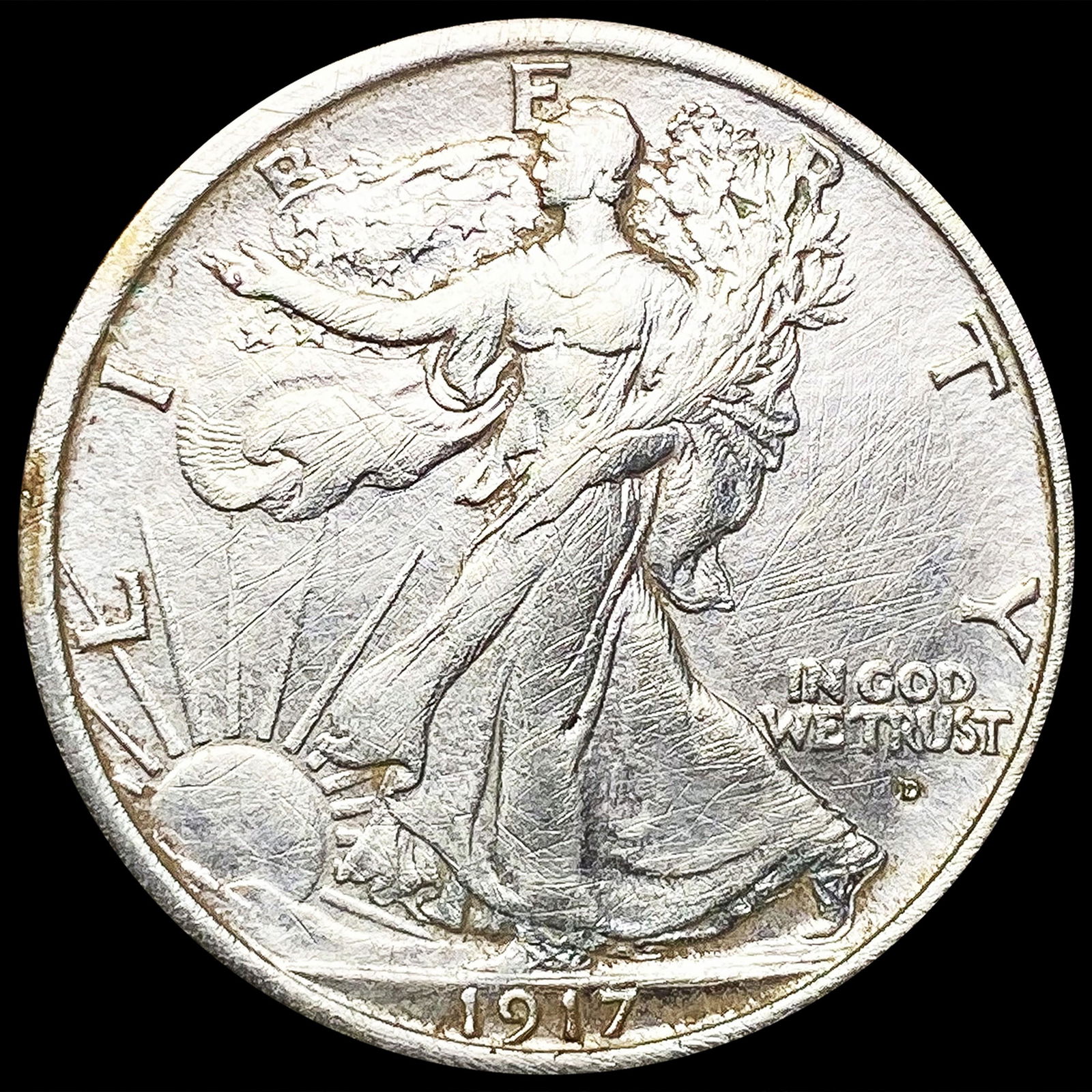 1917-D Walking Liberty Half Dollar CLOSELY UNCIRCU (1 of 2)