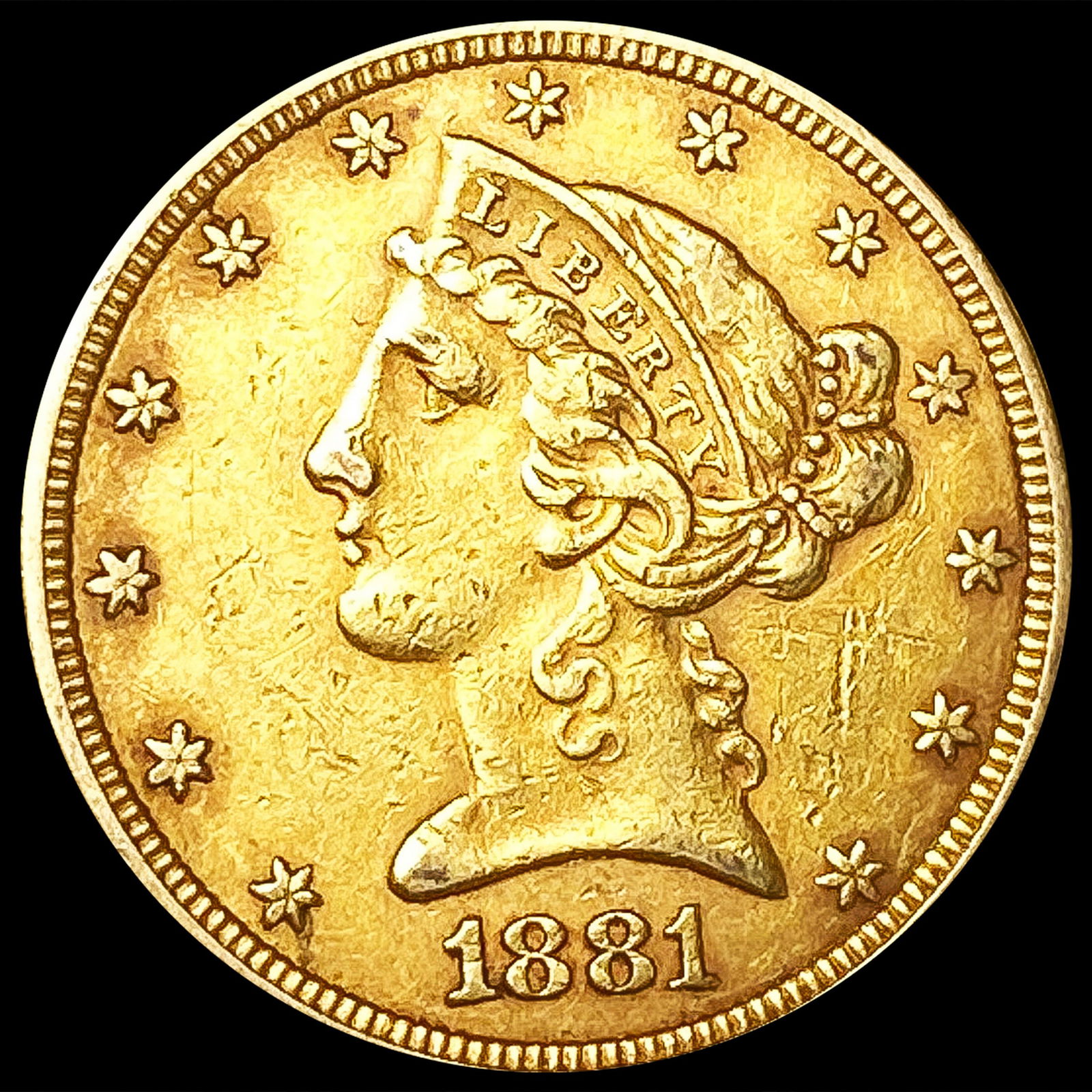 1881 $5 Gold Half Eagle LIGHTLY CIRCULATED (1 of 2)