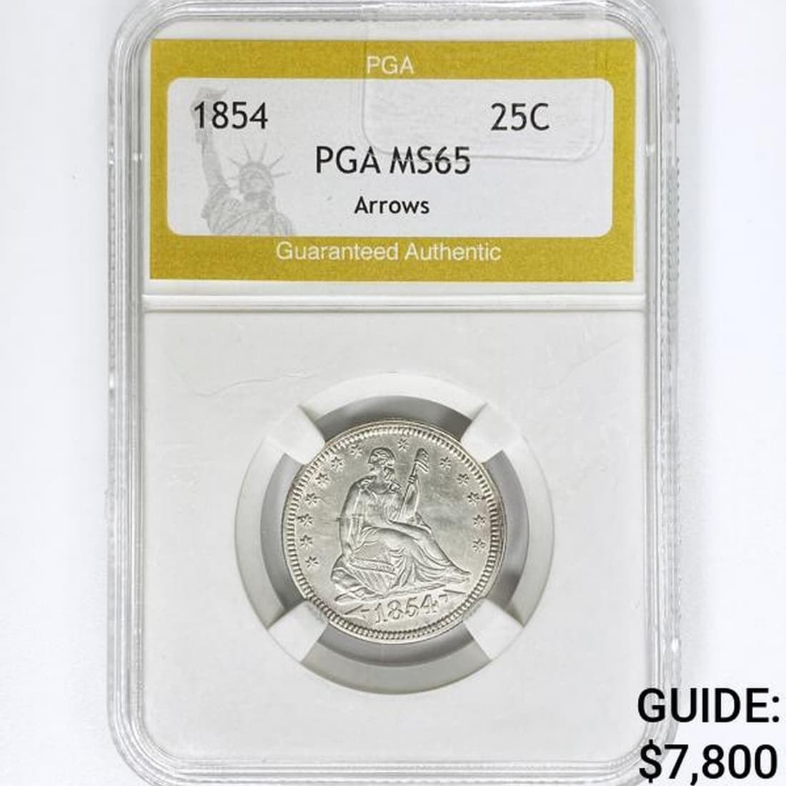 1854 Seated Liberty Quarter PGA MS65 Arrows: 1854 Seated Liberty Quarter PGA MS65 Arrows