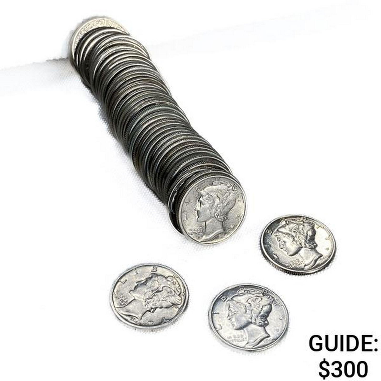 1941-1945 Mercury Silver Dime Roll (50 Coins) GEM (1 of 4)