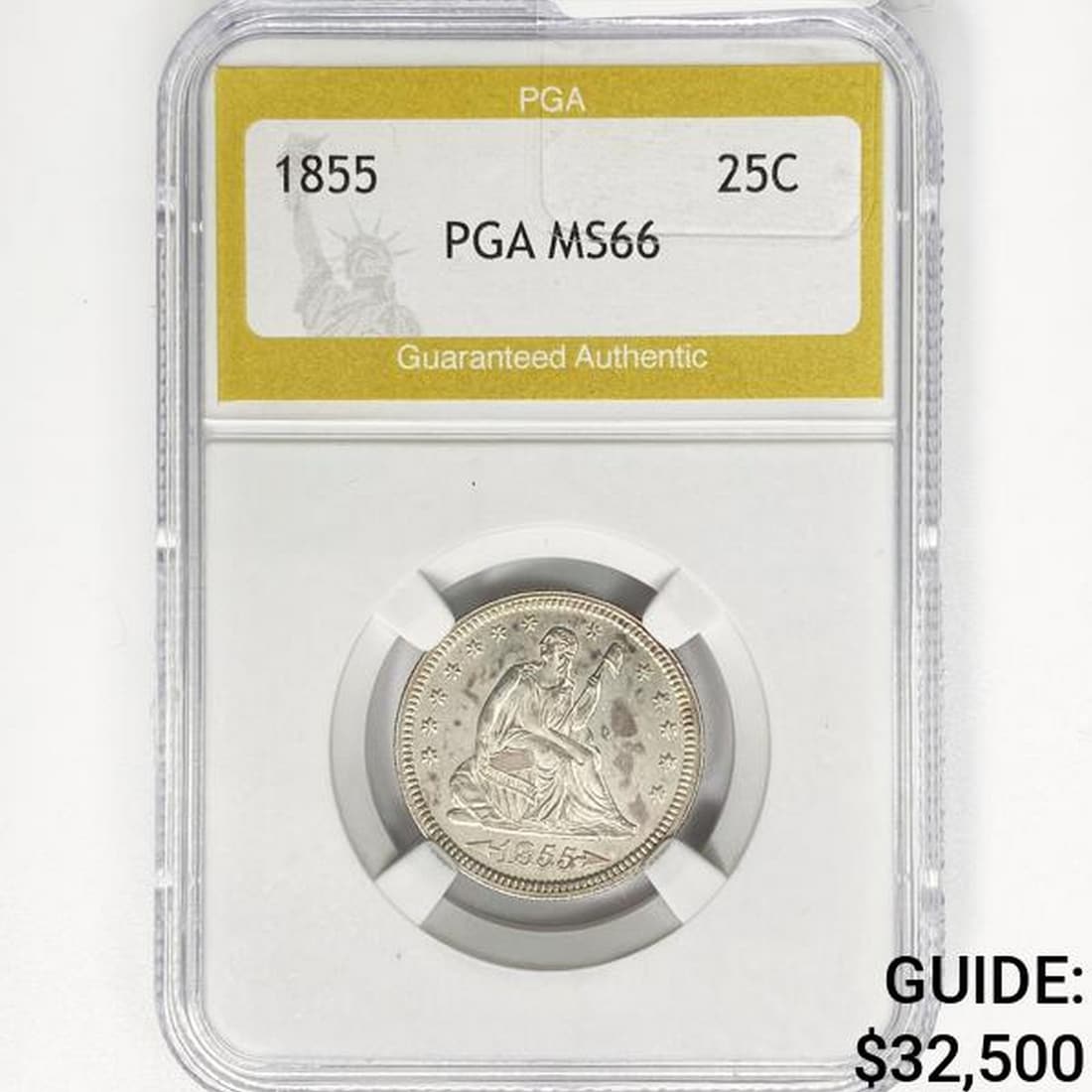 1855 Seated Liberty Quarter PGA MS66 (1 of 2)