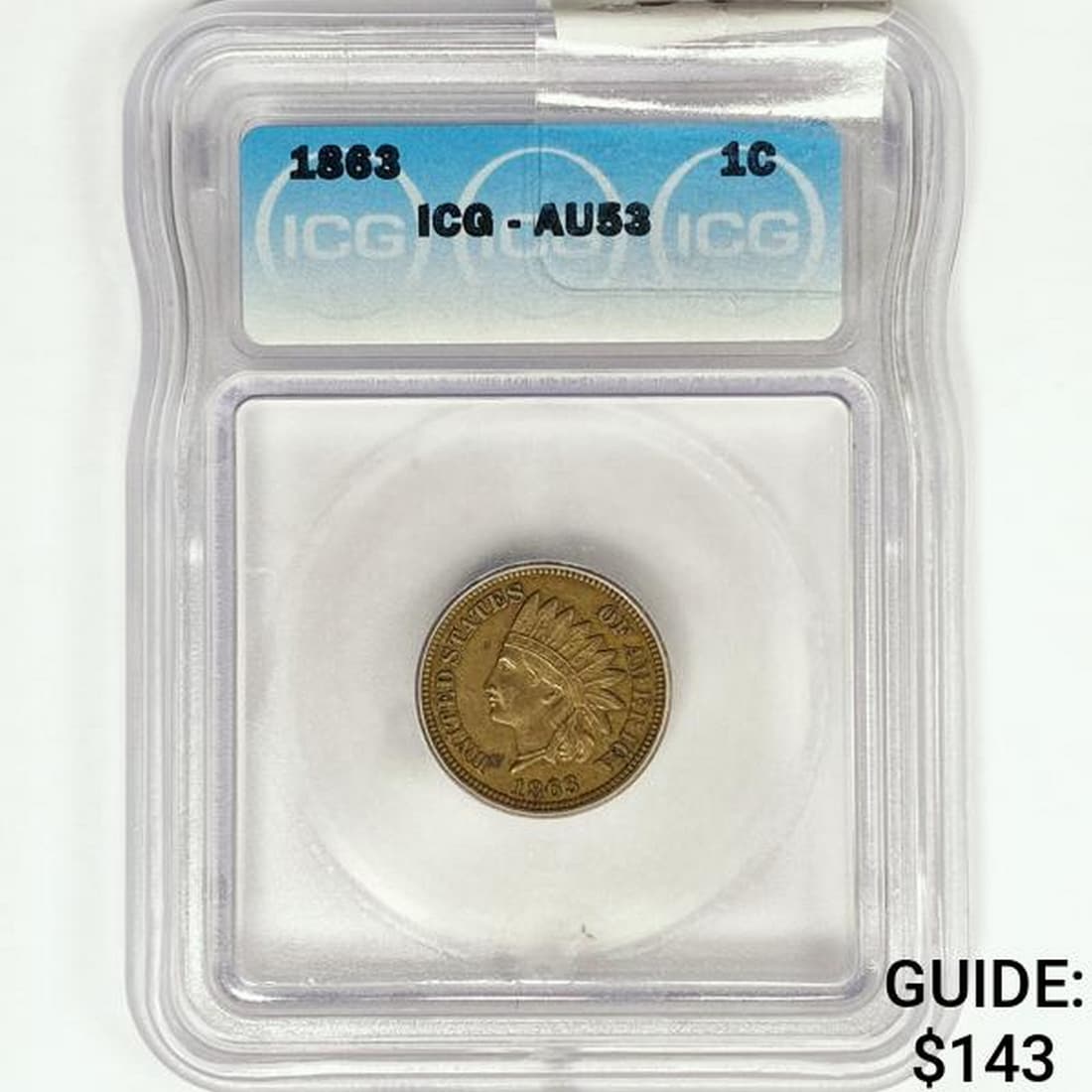 1863 Indian Head Cent ICG AU53 (1 of 2)