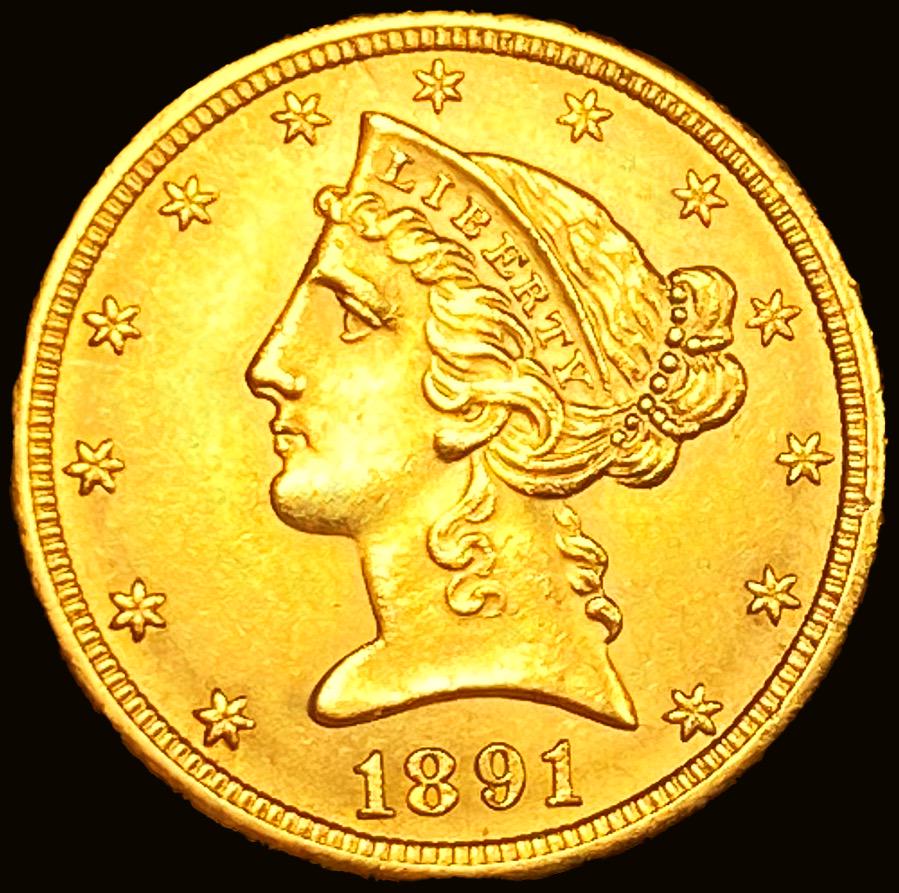 1891-CC $5 Gold Half Eagle UNCIRCULATED (1 of 2)