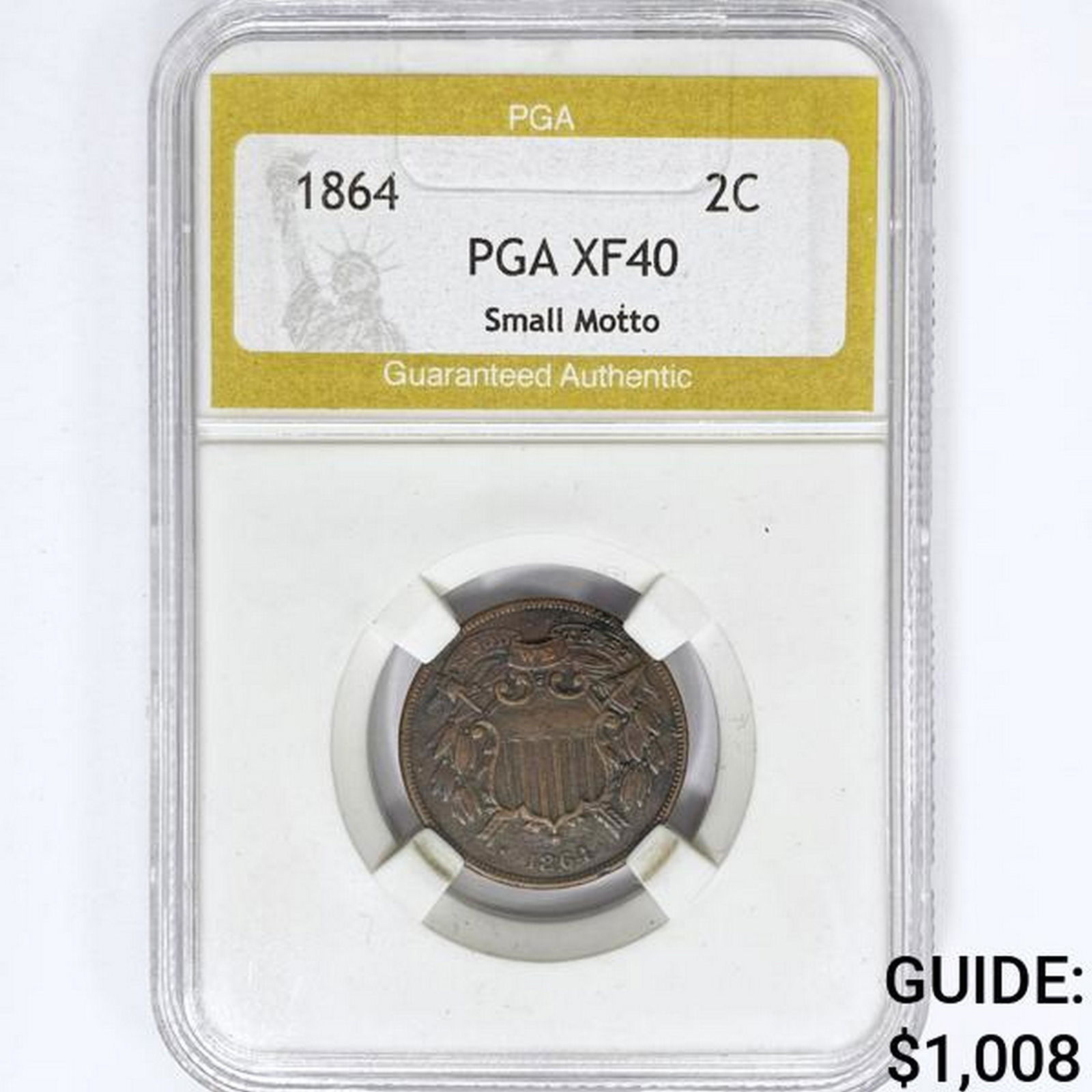 1864 Two Cent Piece PGA XF40 Small Motto (1 of 2)