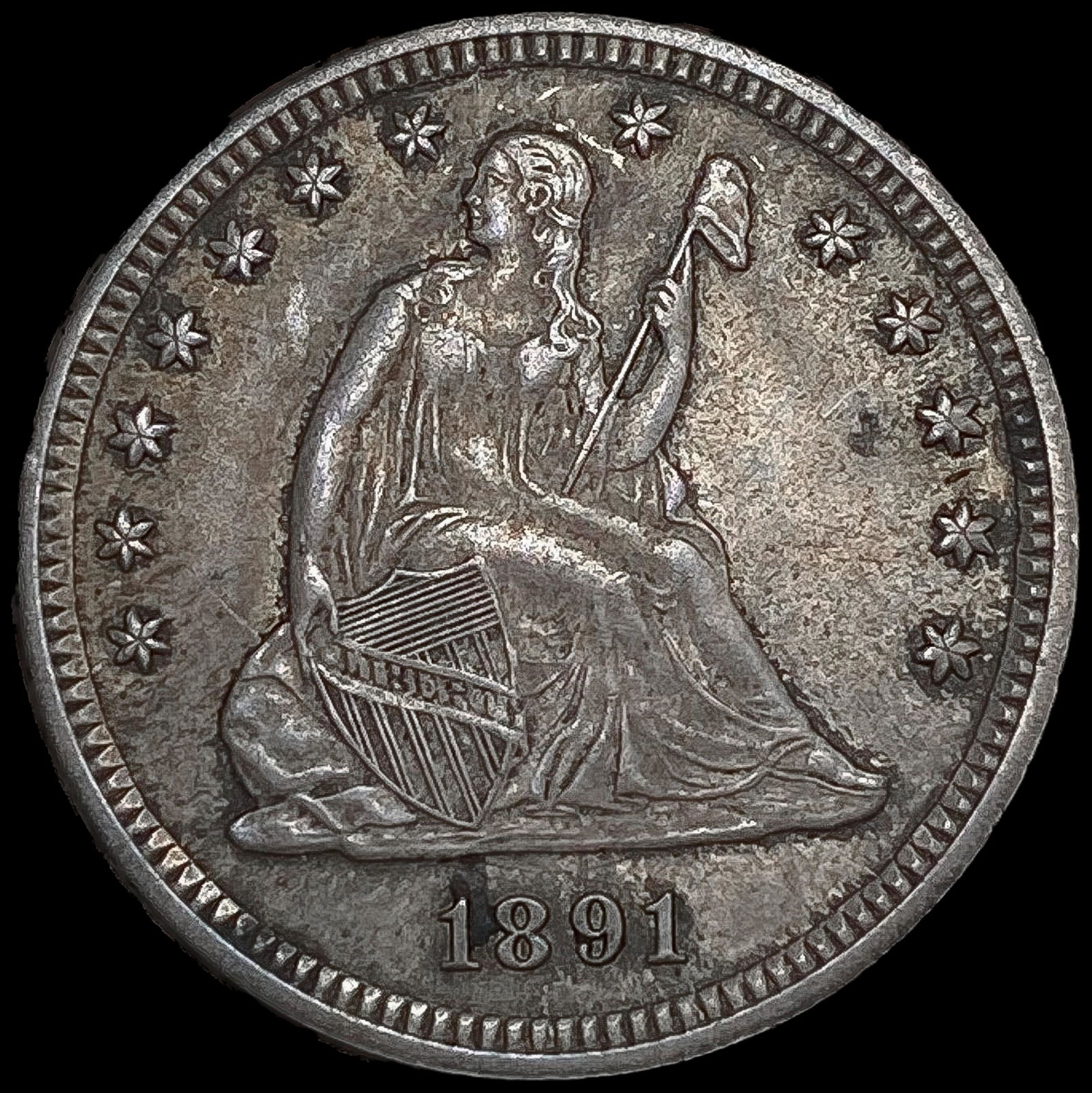 1891 Seated Liberty Quarter NEARLY UNCIRCULATED (1 of 2)