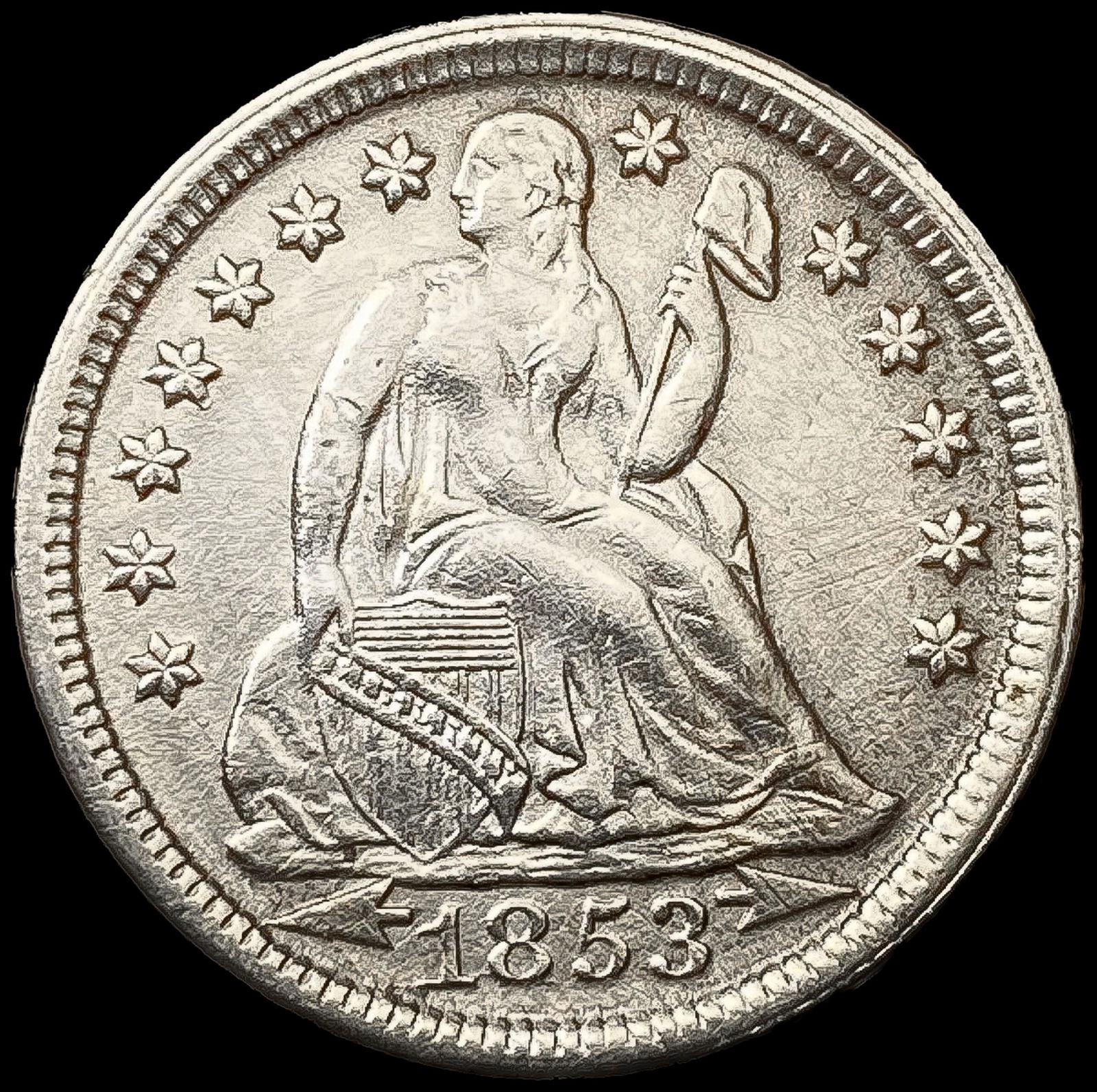 1853 Arws Seated Liberty Dime (1 of 2)