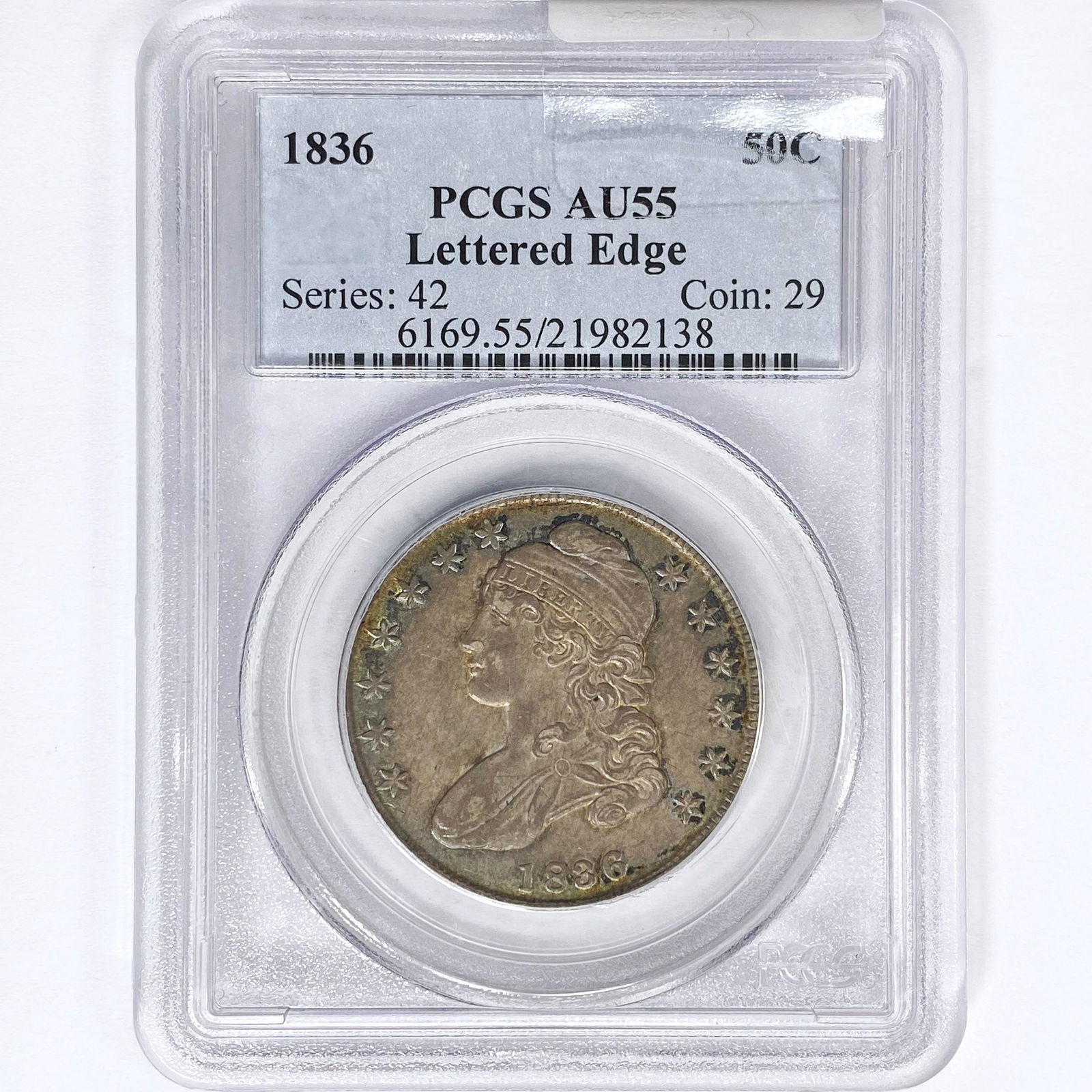 1836 Capped Bust Half Dollar PCGS AU55 Ltr Edge (1 of 2)