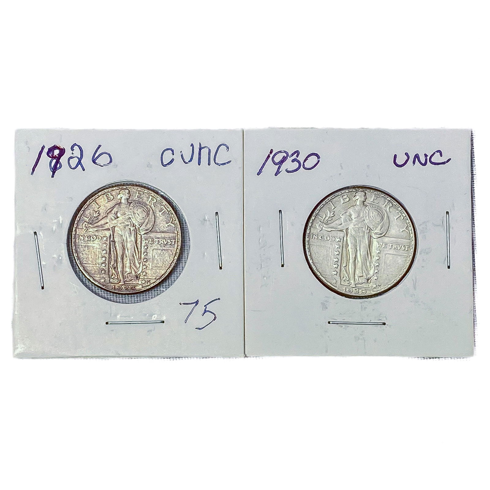 (2) Standing Lib Quarters (1826, 1930): (2) Standing Lib Quarters (1826, 1930)