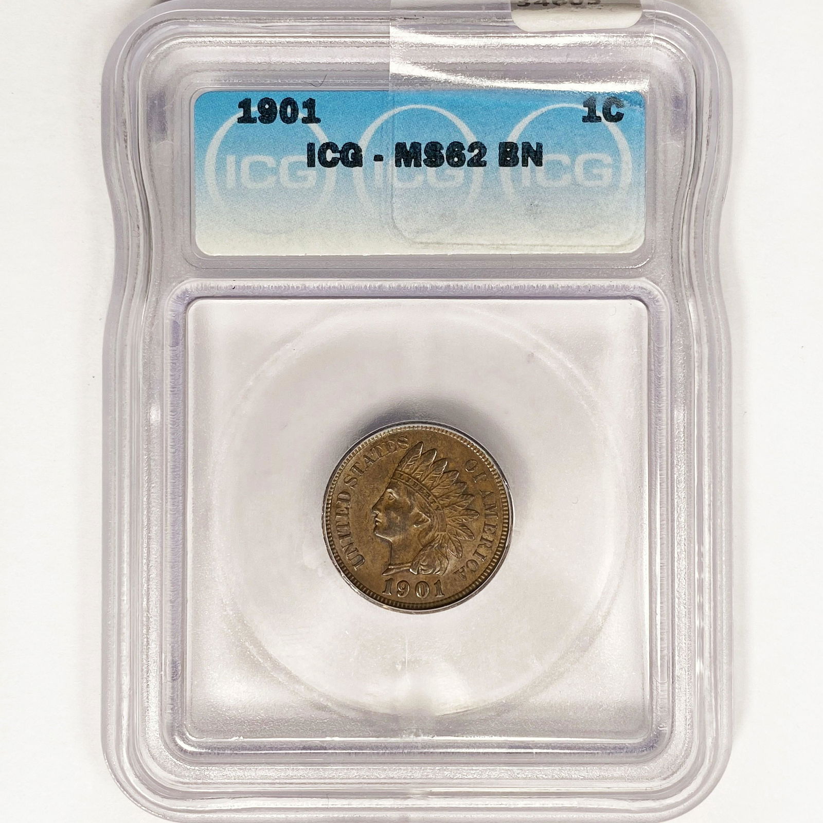 1901 Indian Head Cent ICG MS62 BN (1 of 2)