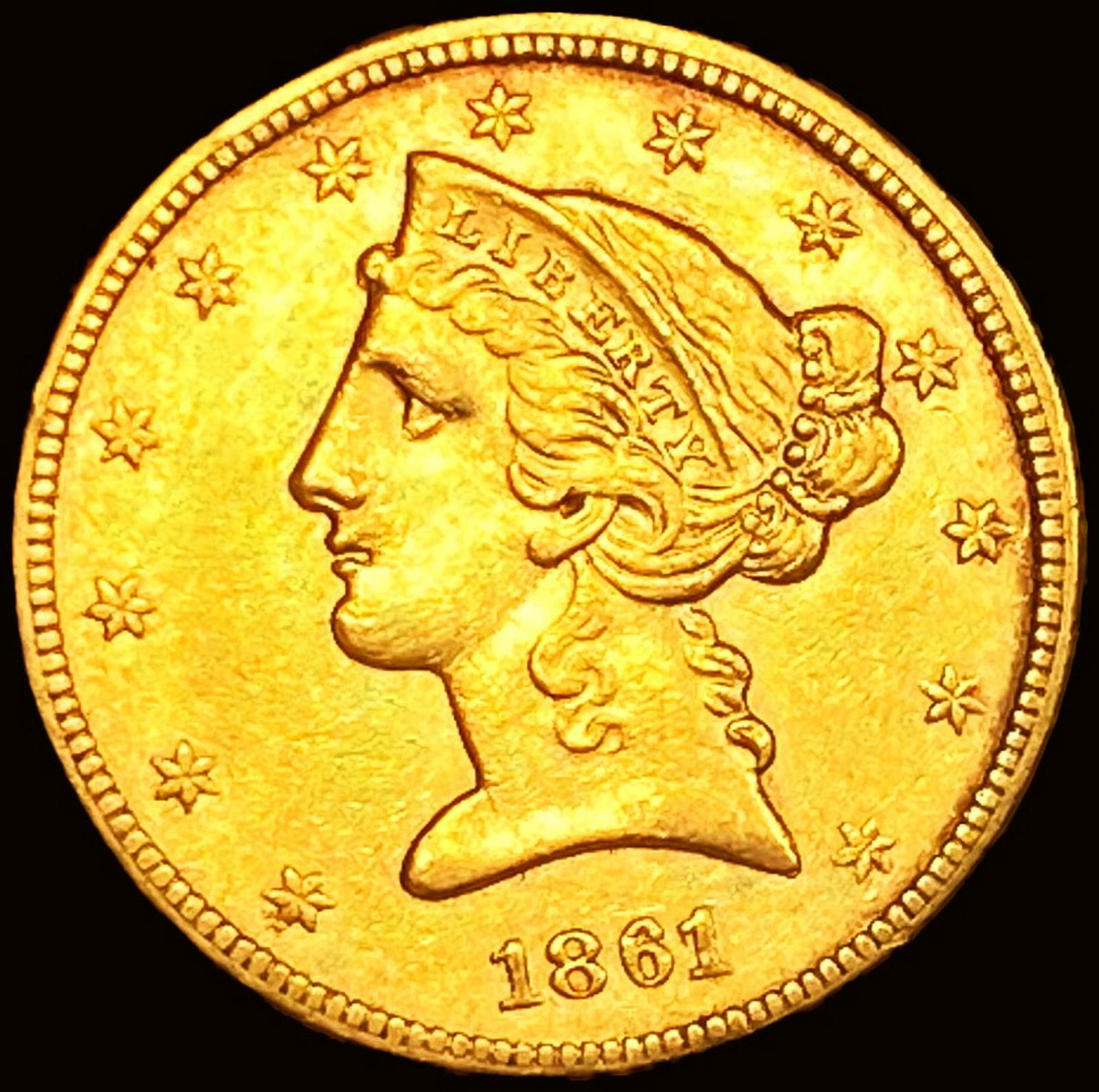1861 $5 Gold Half Eagle (1 of 2)