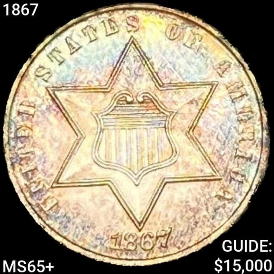 1867 Silver Three Cent GEM BU + (1 of 2)