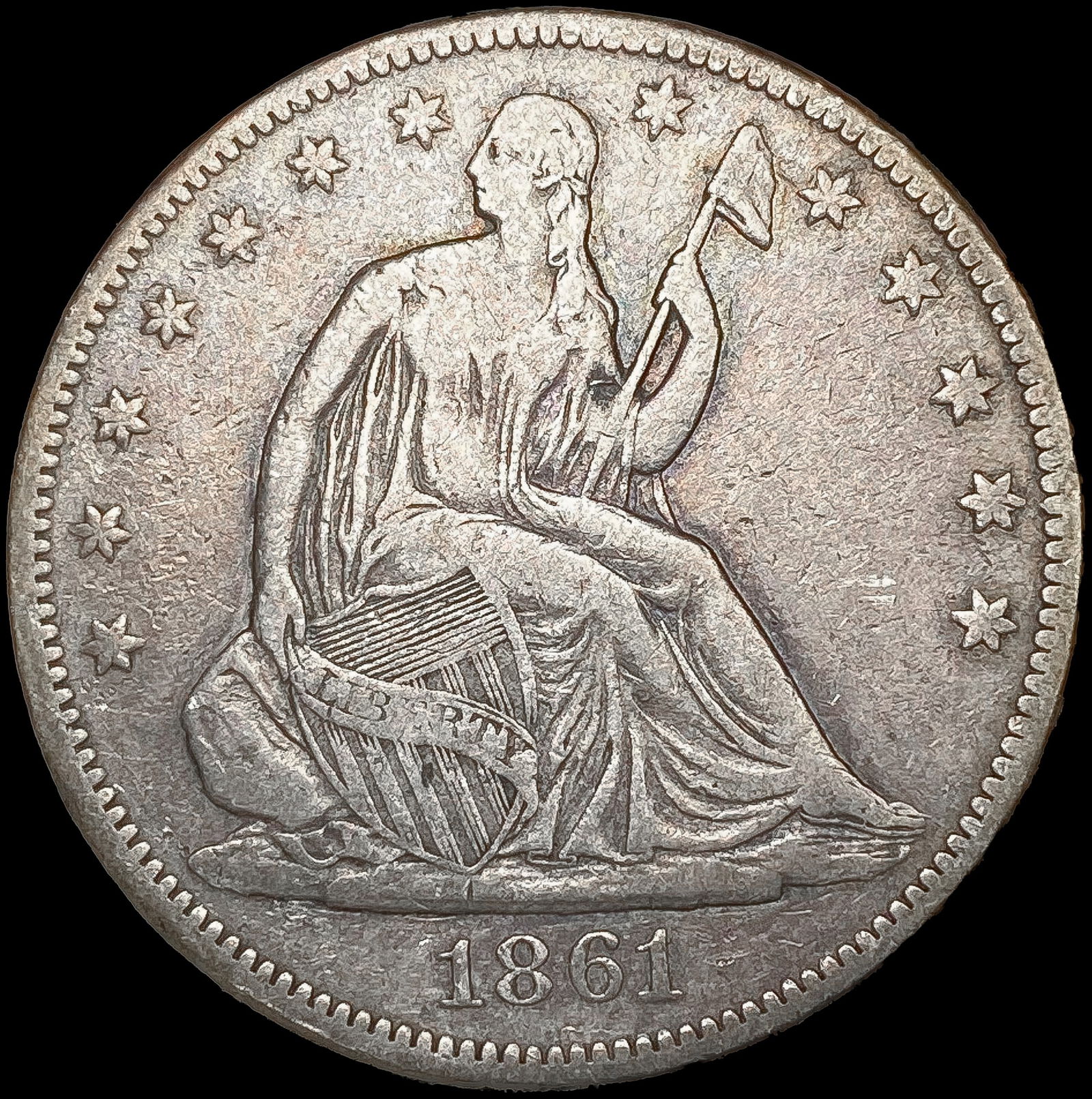 1861 Seated Liberty Half Dollar LIGHTLY CIRCULATED (1 of 2)