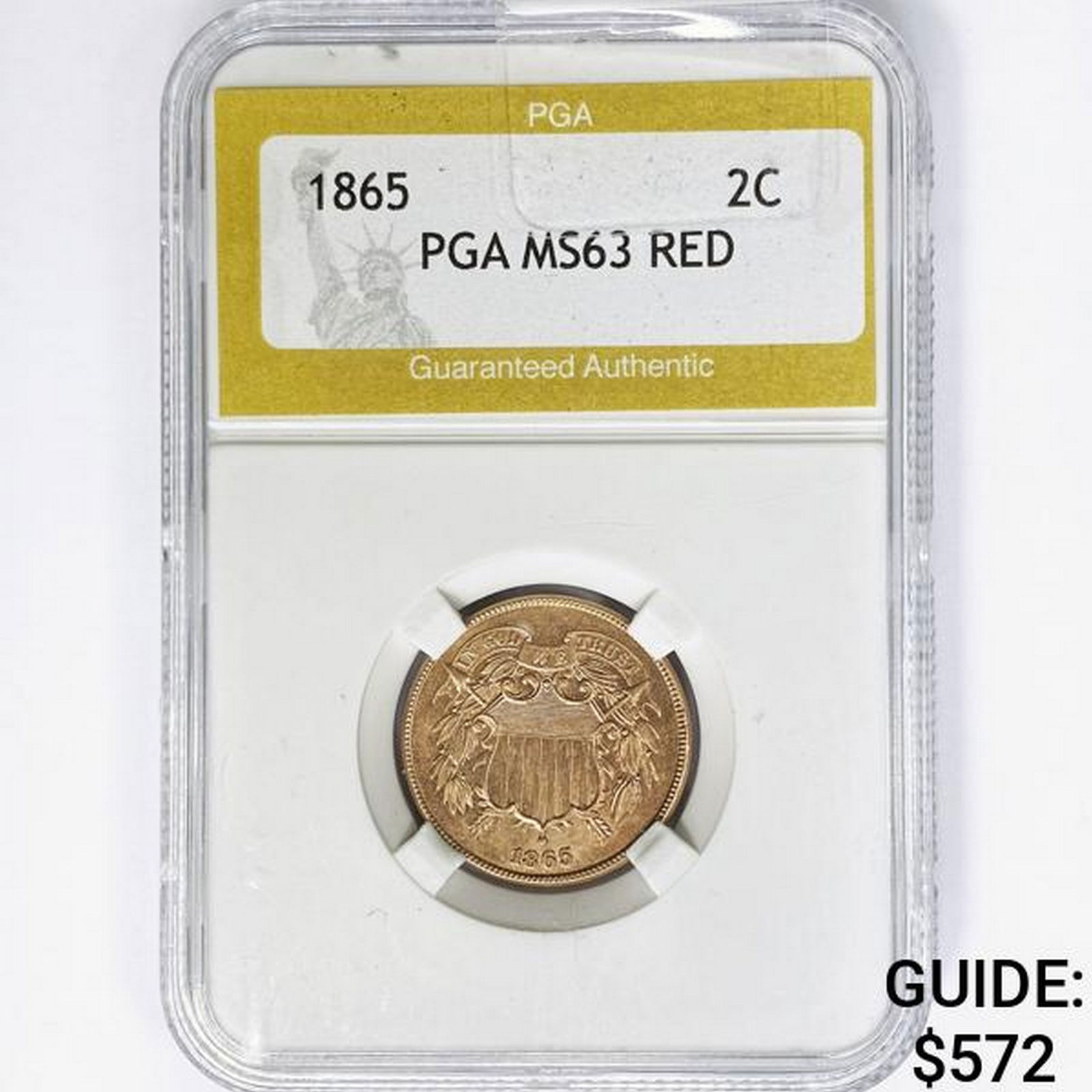 1865 Two Cent Piece PGA MS63 RED (1 of 2)