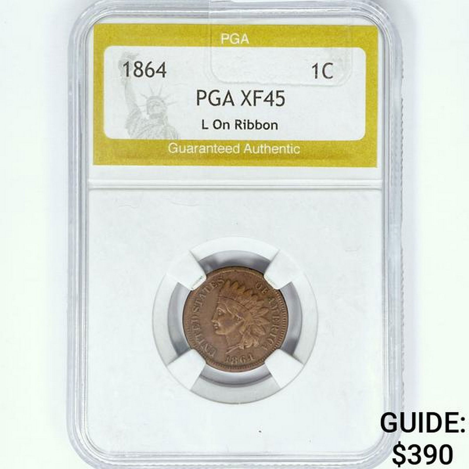1864 Indian Head Cent PGA XF45 L on Ribbon (1 of 2)